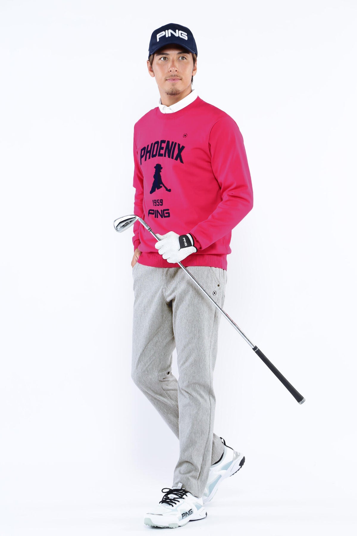 【PING APPAEREL】PHOENIX Mr.PINGジャガード軽量クルーネックニットプルオーバー <NATIVE> (MENS)