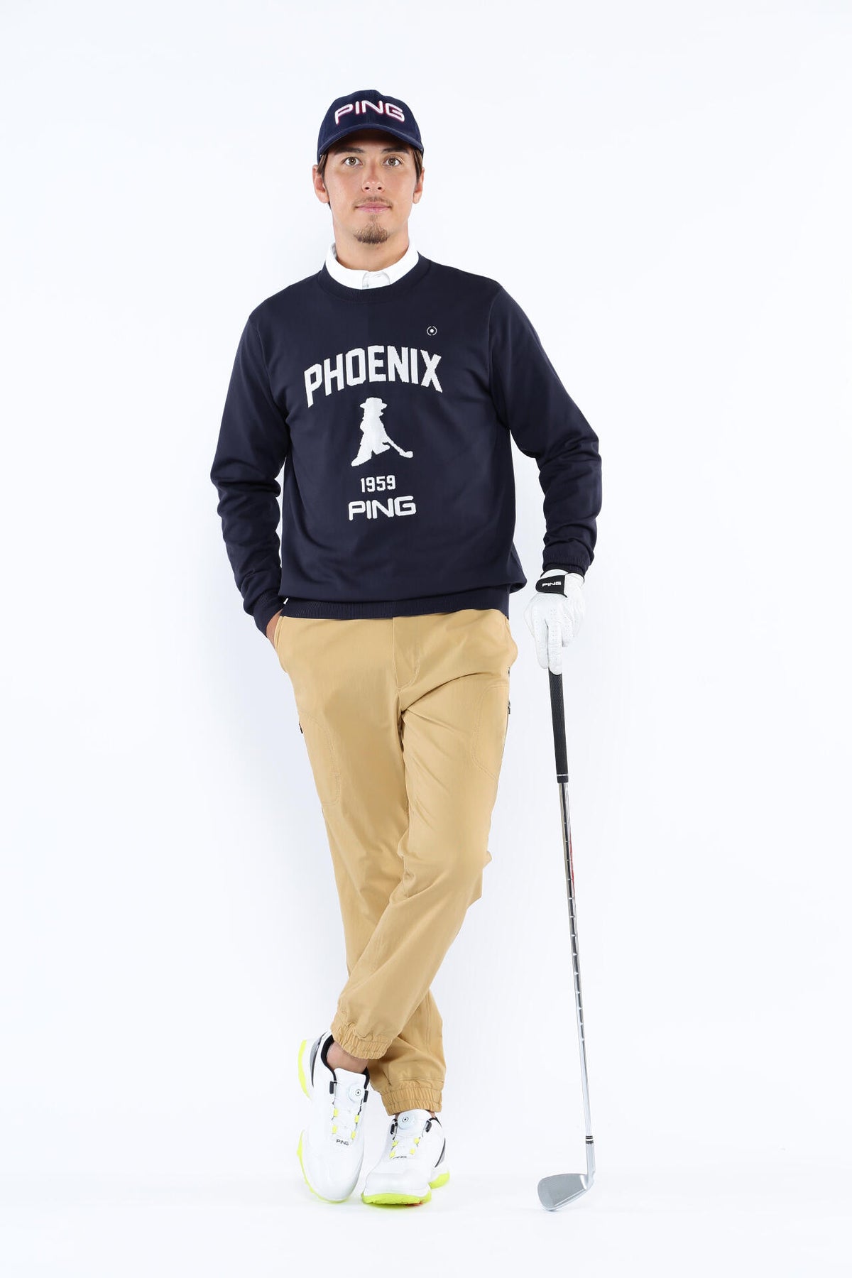 【PING APPAEREL】PHOENIX Mr.PINGジャガード軽量クルーネックニットプルオーバー <NATIVE> (MENS)