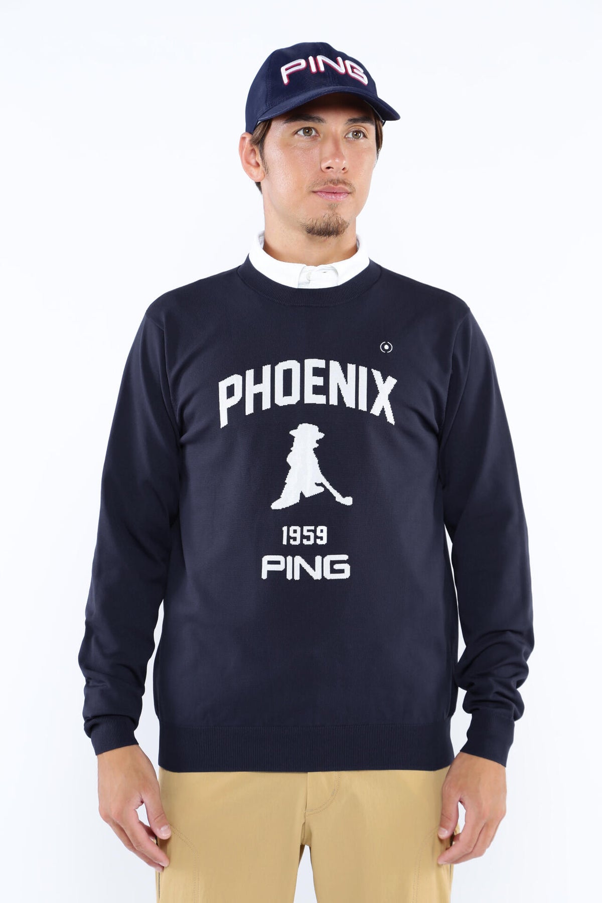 【PING APPAEREL】PHOENIX Mr.PINGジャガード軽量クルーネックニットプルオーバー <NATIVE> (MENS)