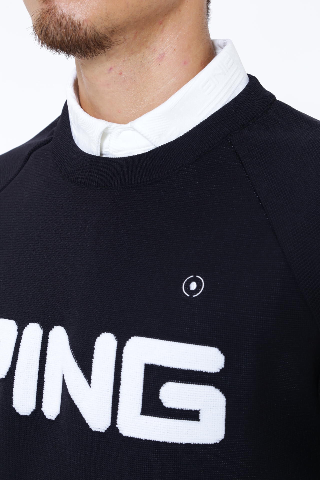 【PING APPAREL】PINGロゴパイルジャガード クルーネックニットプルオーバー <PERFORMANCE> (MENS)