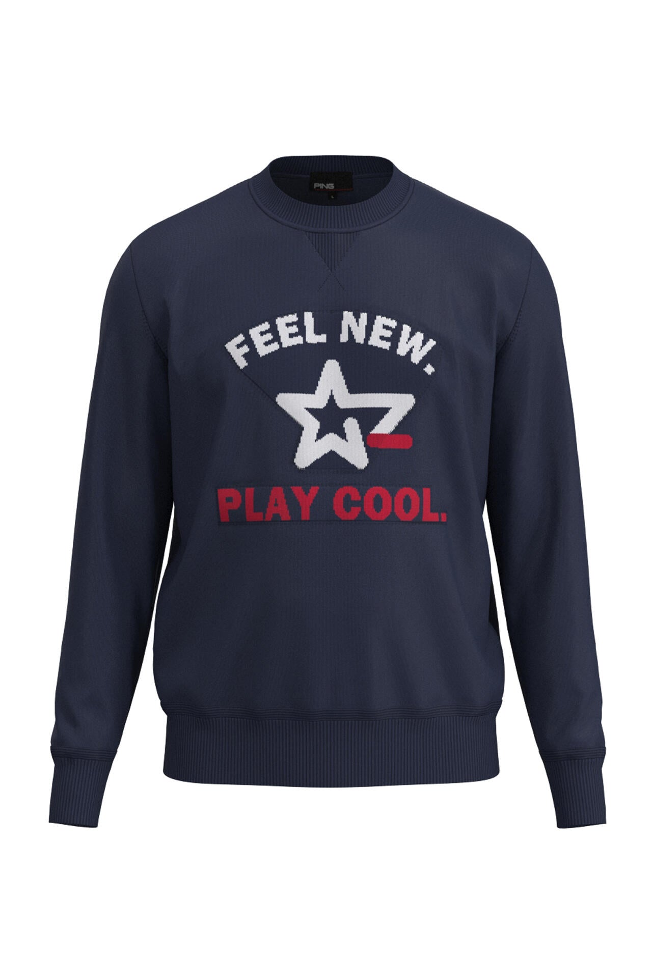 【PING APPAREL】カレッジロゴジャガード クルーネックニットプルオーバー <NATIVE> (MENS)