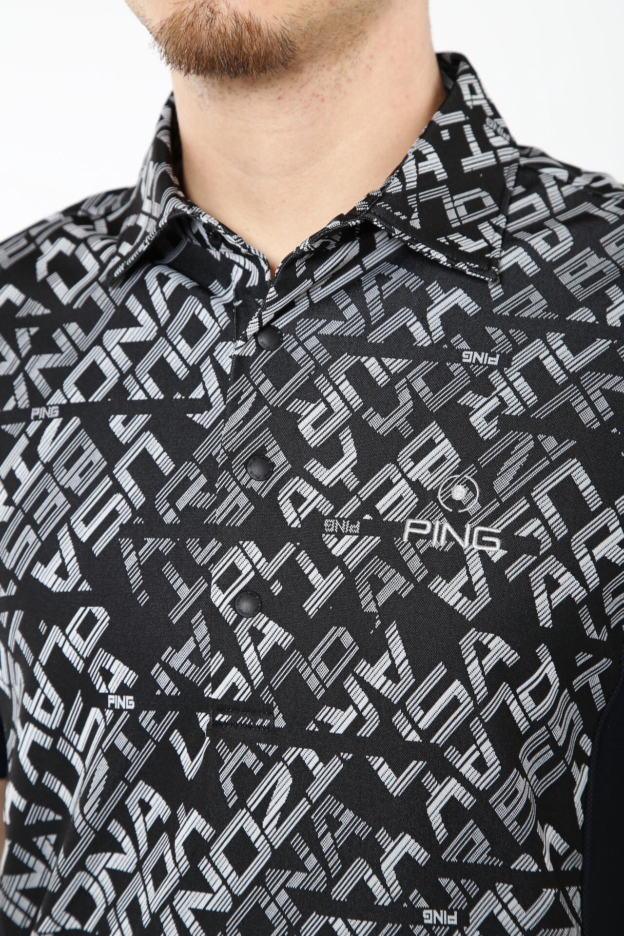 【PING APPAREL】バイアスデジタルロゴジャカードポロシャツ <PERFORMANCE> (MENS)