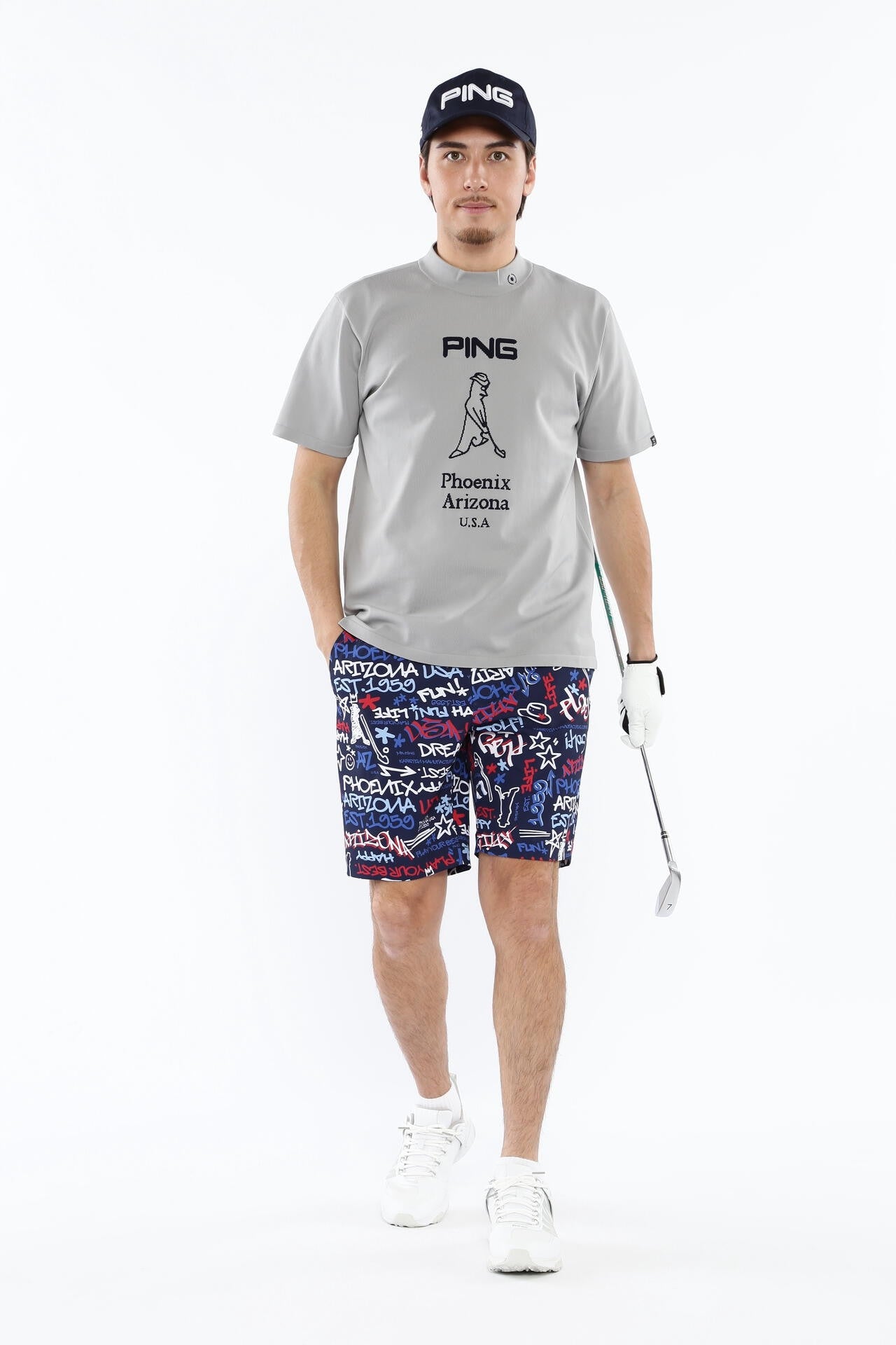 【PING APPAREL】Mr.PINGジャカード 半袖ハイネックニットプルオーバー <NATIVE> (MENS)