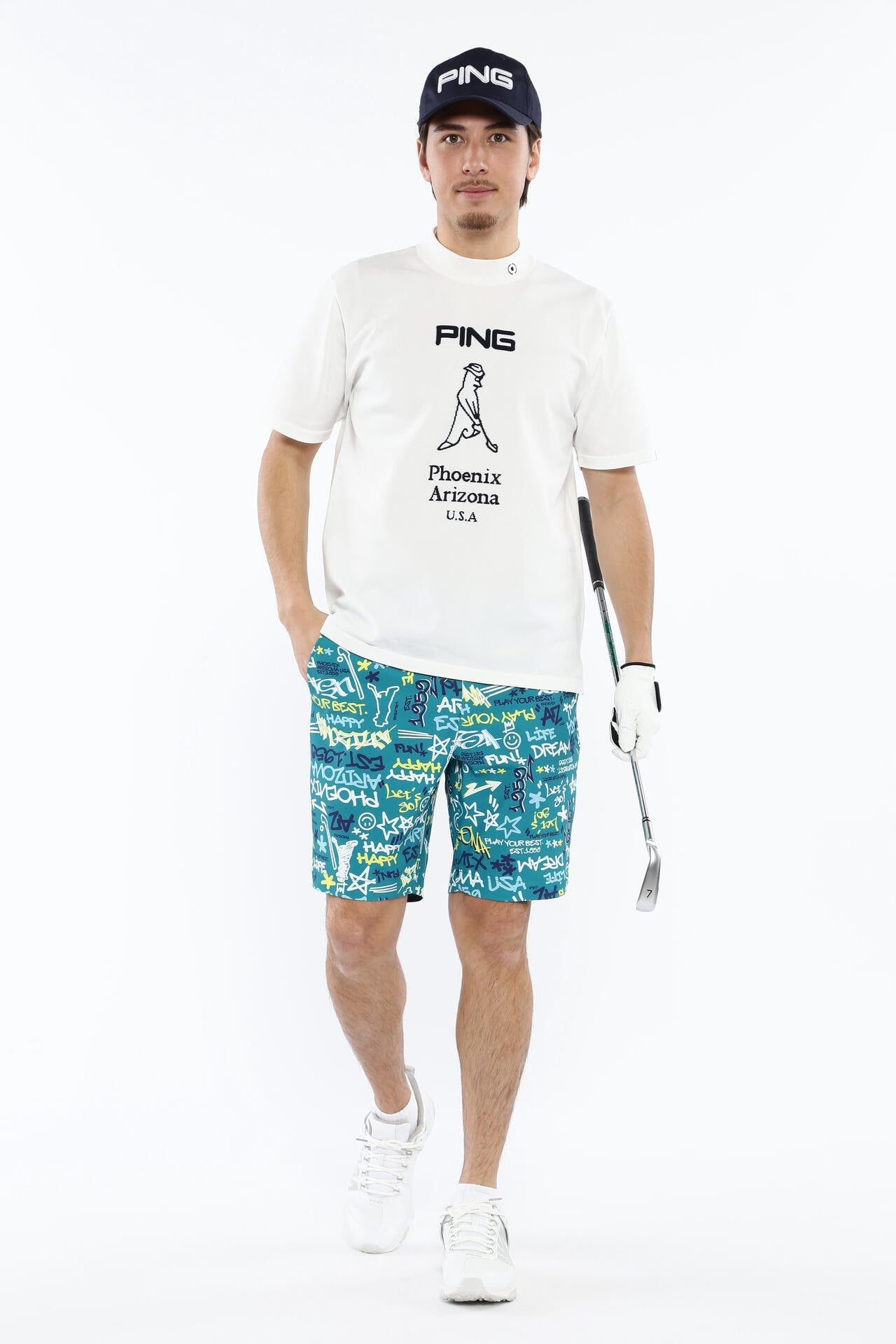 【PING APPAREL】Mr.PINGジャカード 半袖ハイネックニットプルオーバー <NATIVE> (MENS)