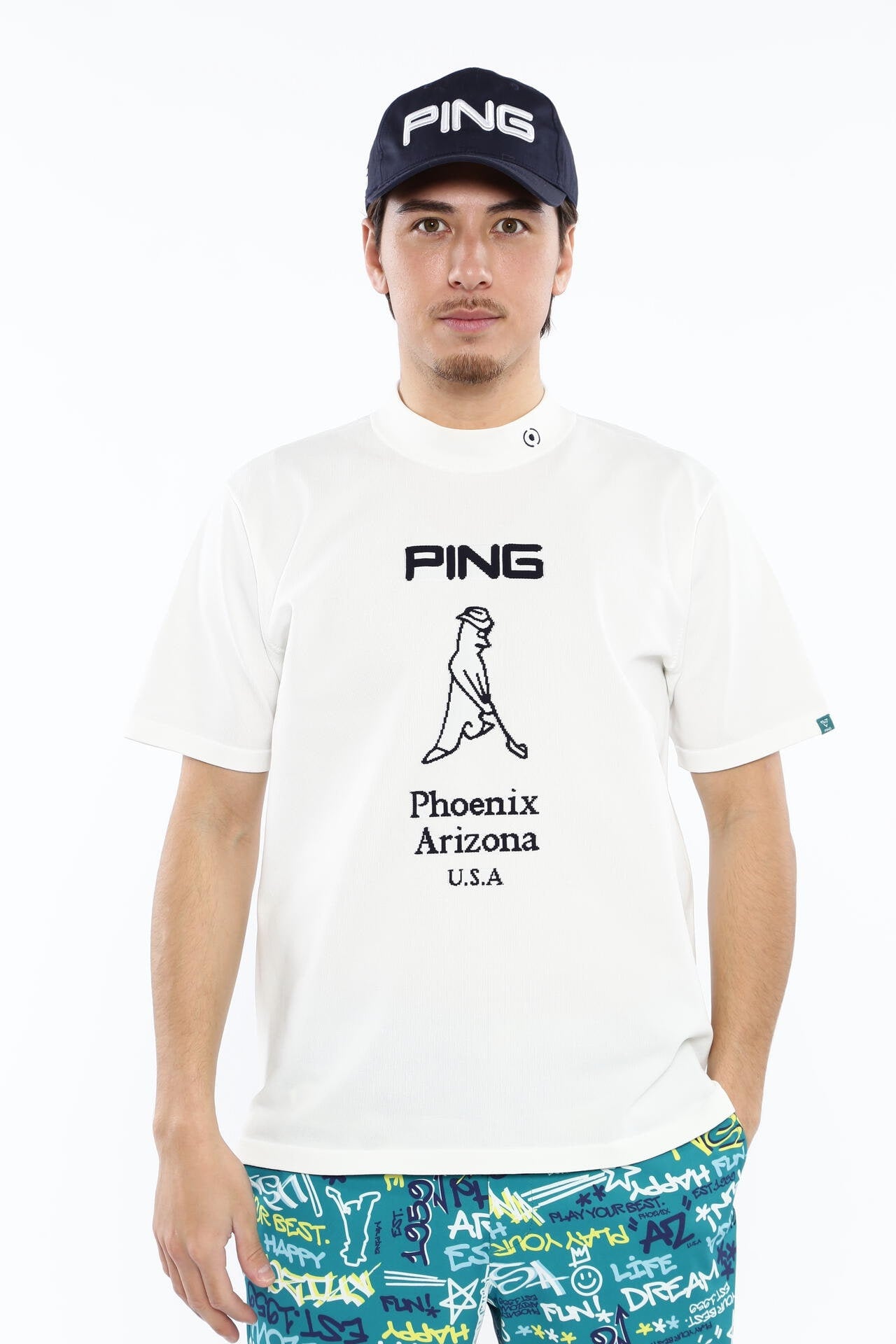 【PING APPAREL】Mr.PINGジャカード 半袖ハイネックニットプルオーバー <NATIVE> (MENS)