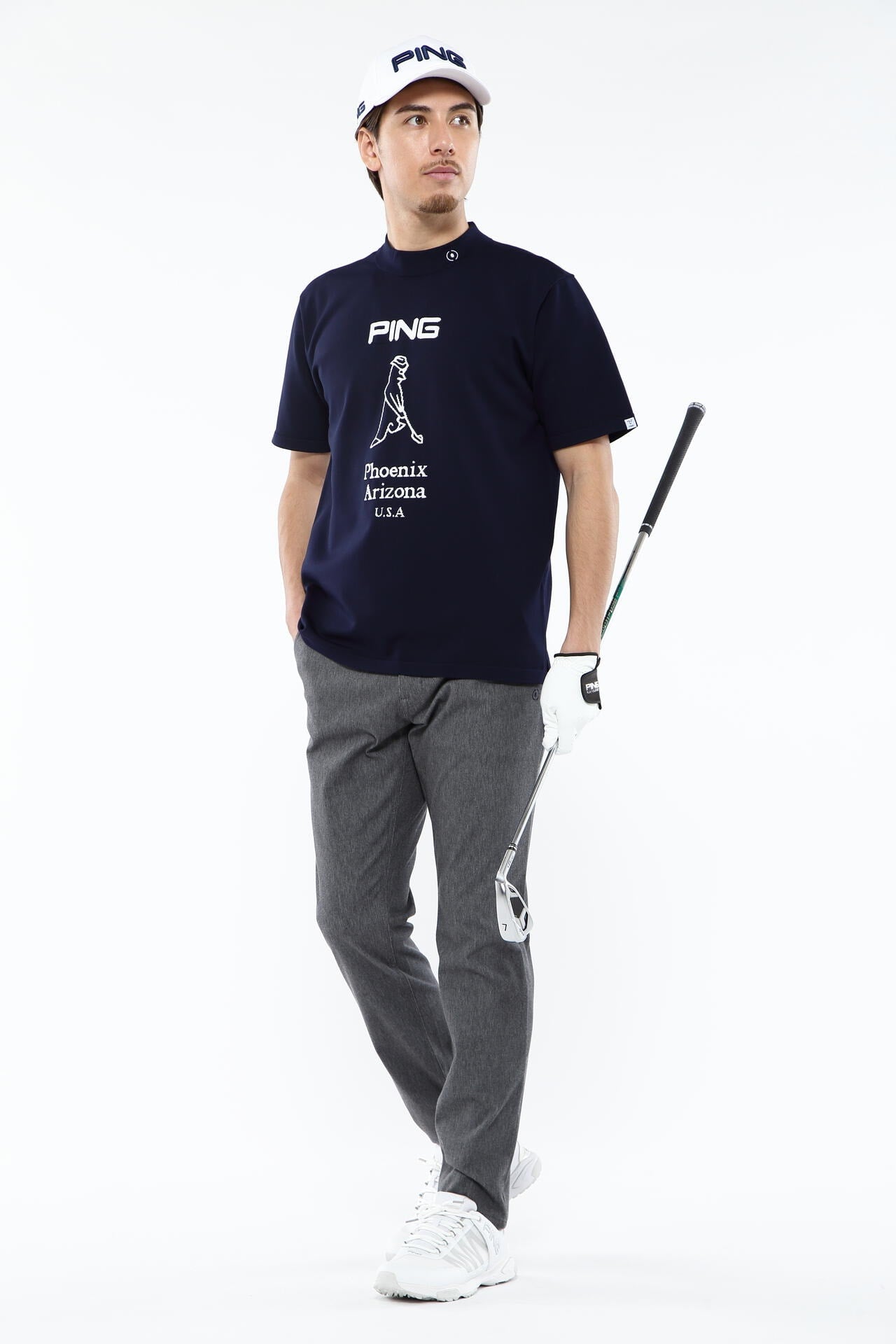 【PING APPAREL】Mr.PINGジャカード 半袖ハイネックニットプルオーバー <NATIVE> (MENS)