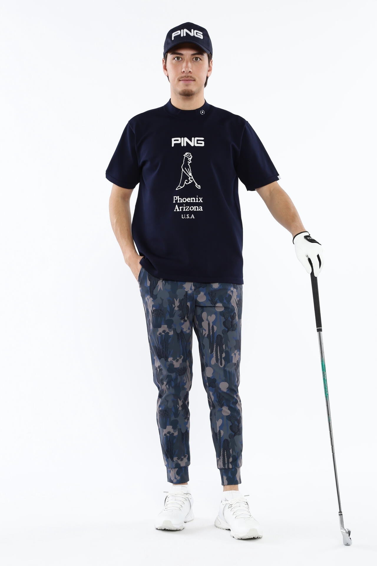 【PING APPAREL】Mr.PINGジャカード 半袖ハイネックニットプルオーバー <NATIVE> (MENS)