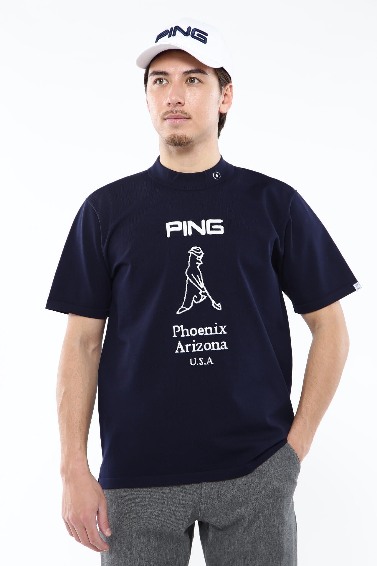 【PING APPAREL】Mr.PINGジャカード 半袖ハイネックニットプルオーバー <NATIVE> (MENS)
