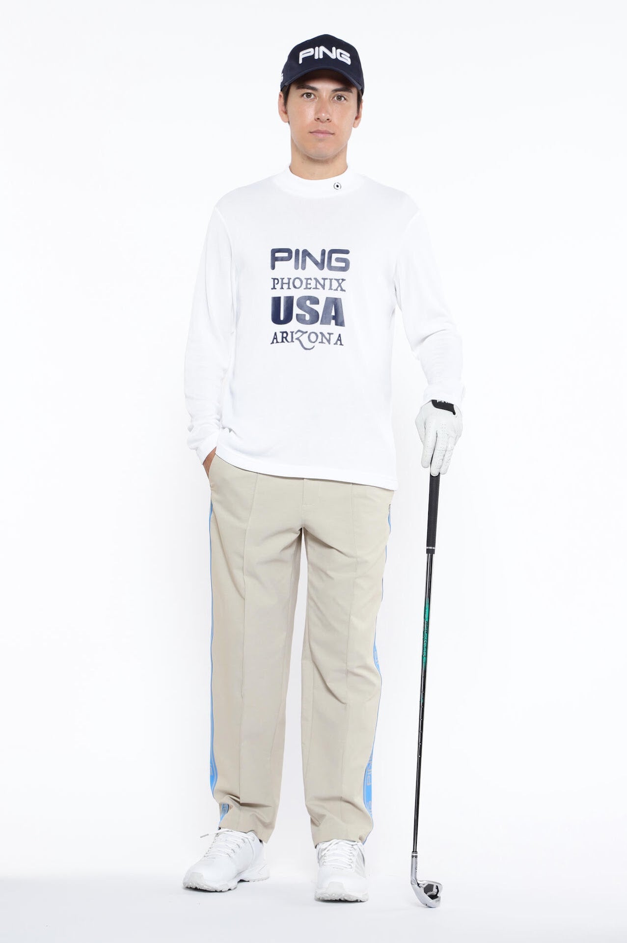 【PING APPAREL】全方向ストレッチ布帛ワイドテーパードパンツ <NATIVE> (MENS)