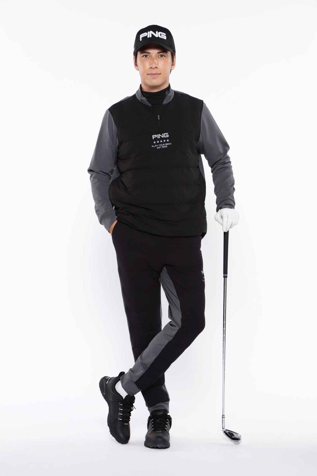 【PING APPAREL】PTTハーフ起毛/全方向ストレッチ杢MIX加工中綿ジョガーパンツ <PERFORMANCE> (MENS)