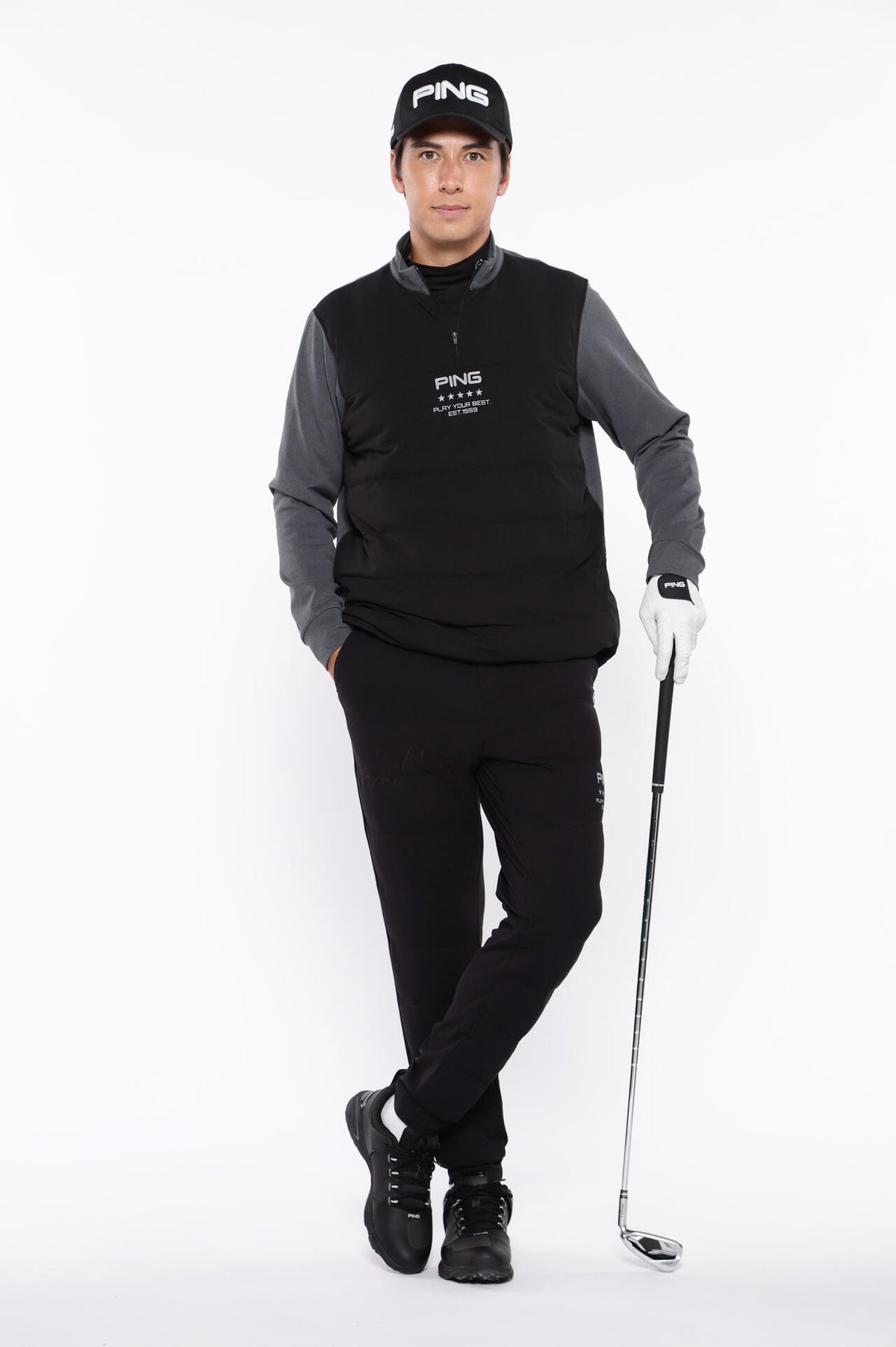 【PING APPAREL】PTTハーフ起毛/全方向ストレッチ杢MIX加工中綿ジョガーパンツ <PERFORMANCE> (MENS)