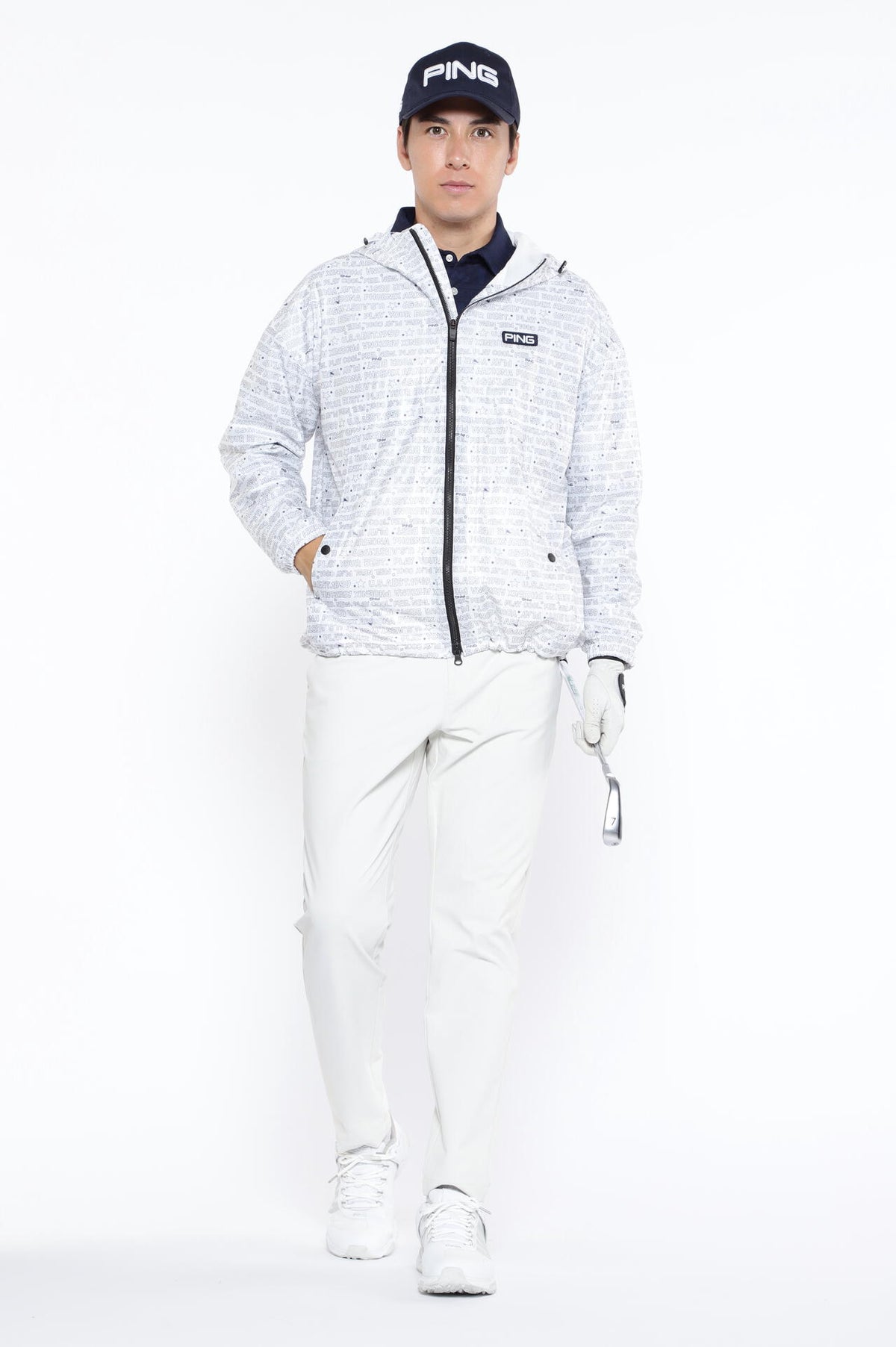 【PING APPAREL】Mr.PING凸凹ボーダージャガード長袖ポロシャツ <NATIVE> (MENS)