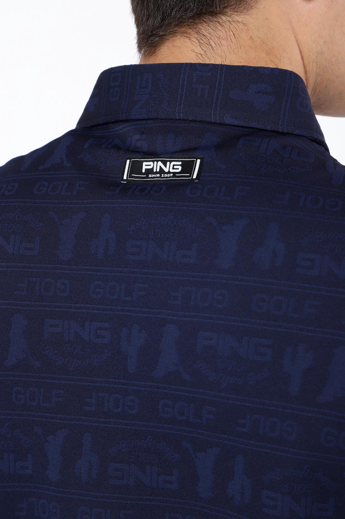 【PING APPAREL】Mr.PING凸凹ボーダージャガード長袖ポロシャツ <NATIVE> (MENS)