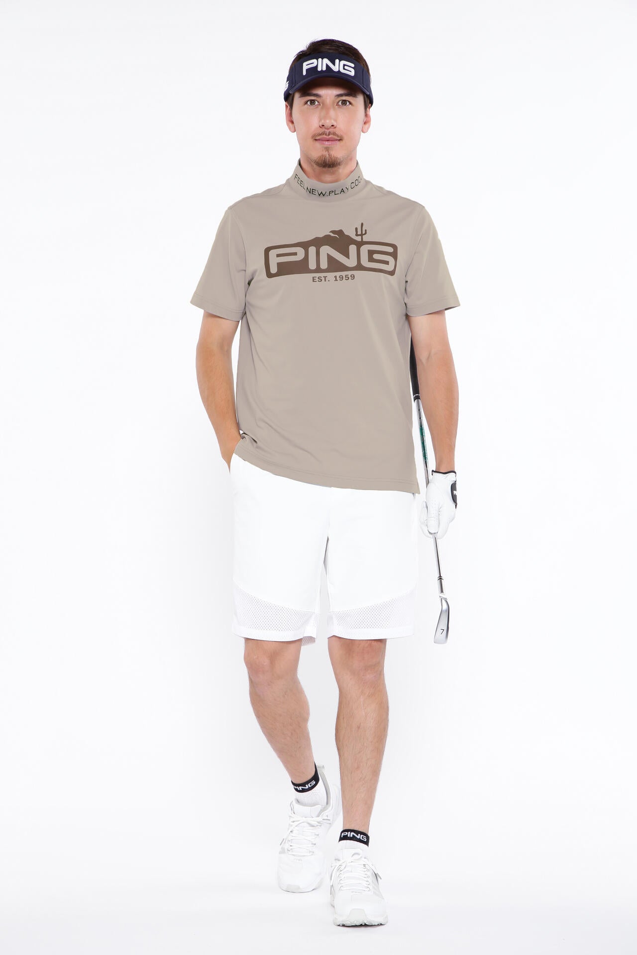 【PING APPAREL】ストレッチカノコ半袖ハイネックカットソー <EARLY AUTUMN> (MENS)
