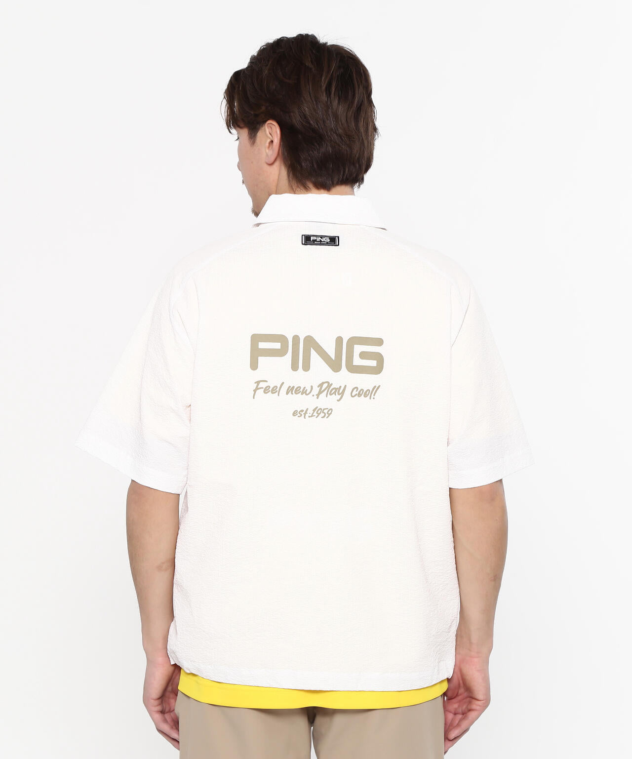 【PING APPAREL】全方向ストレッチサッカー半袖フルジップシャツ <NATIVE> (MENS)