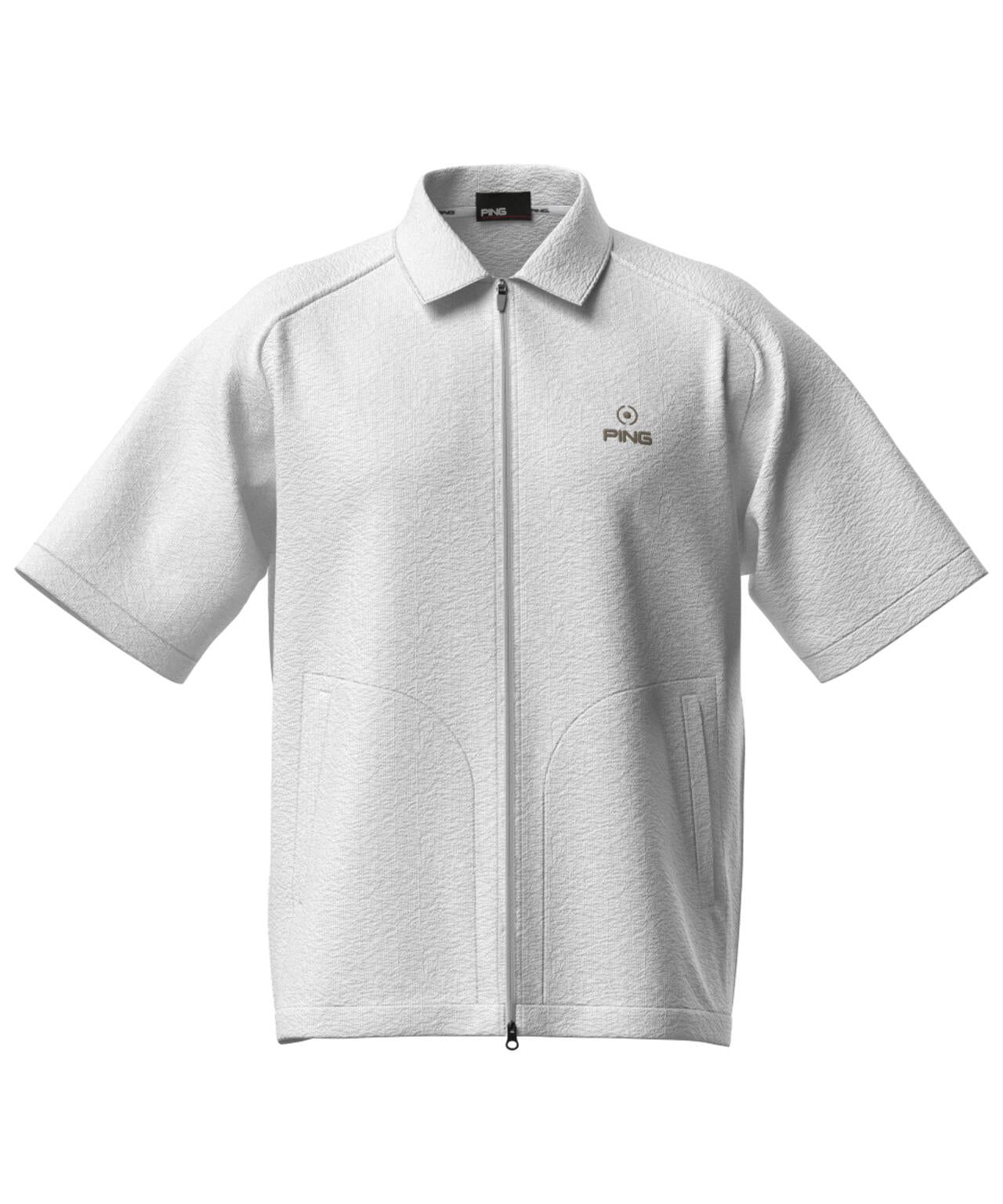 【PING APPAREL】全方向ストレッチサッカー半袖フルジップシャツ <NATIVE> (MENS)