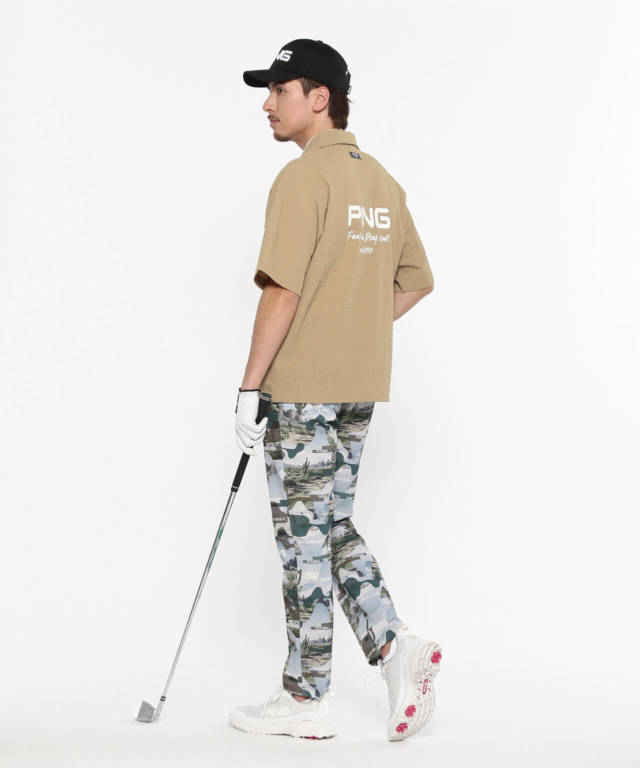 【PING APPAREL】全方向ストレッチサッカー半袖フルジップシャツ <NATIVE> (MENS)