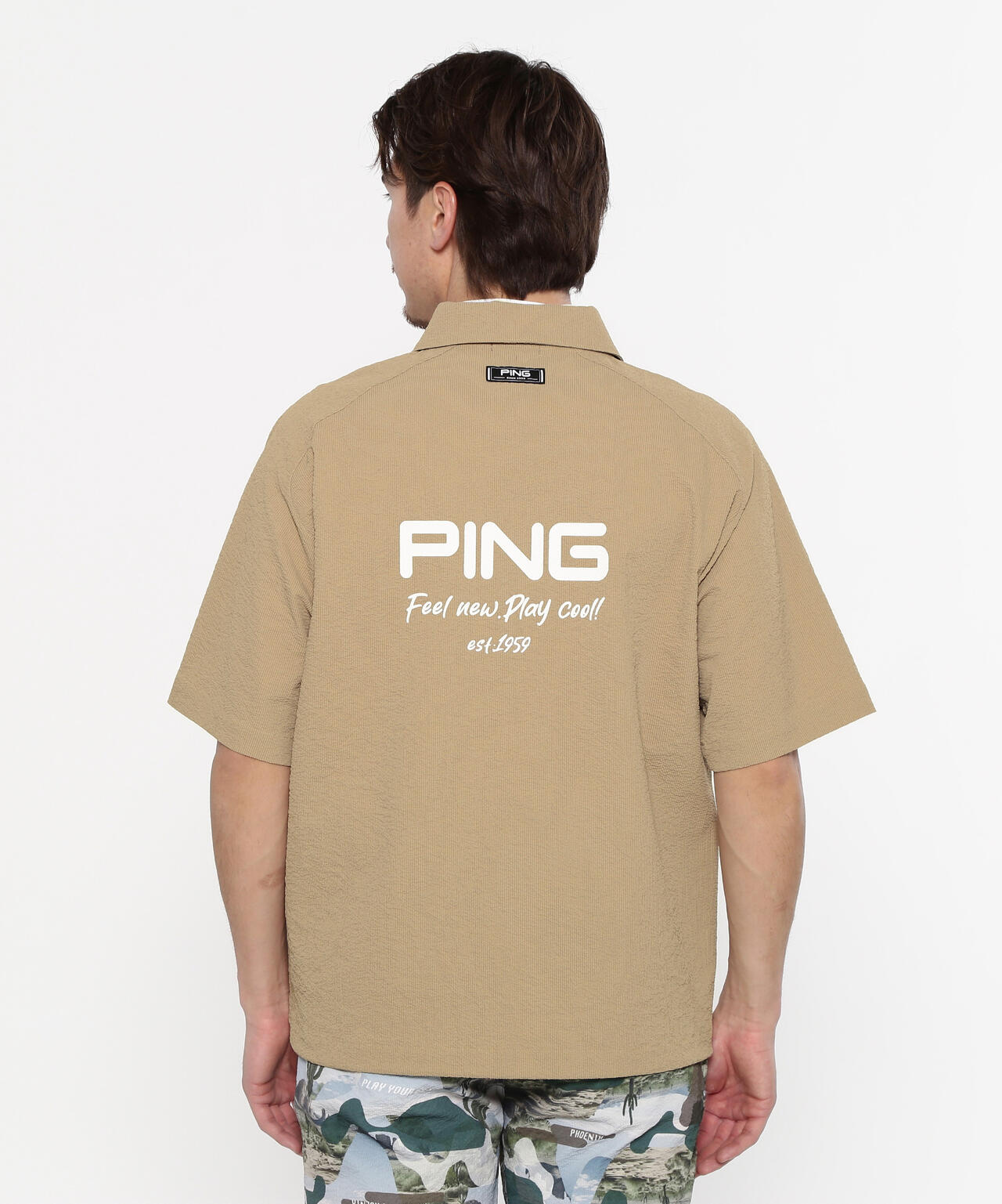 【PING APPAREL】全方向ストレッチサッカー半袖フルジップシャツ <NATIVE> (MENS)