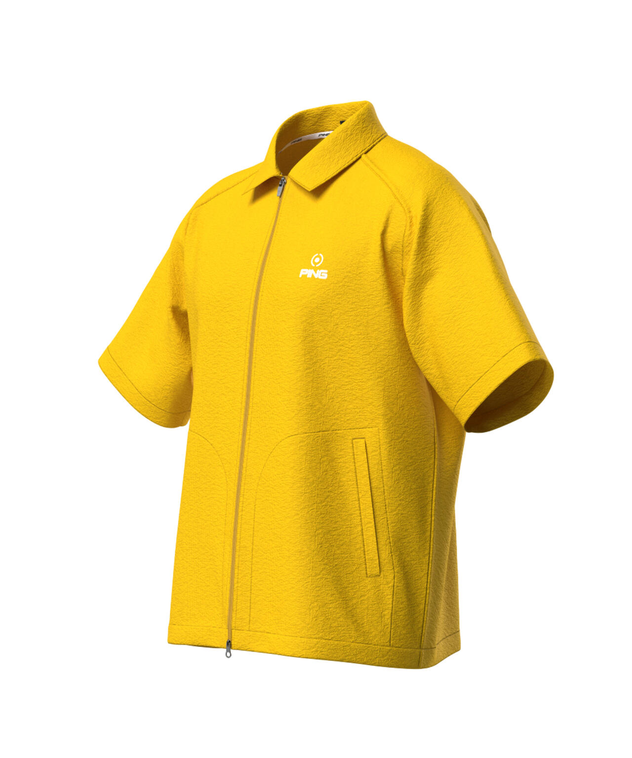 【PING APPAREL】全方向ストレッチサッカー半袖フルジップシャツ <NATIVE> (MENS)