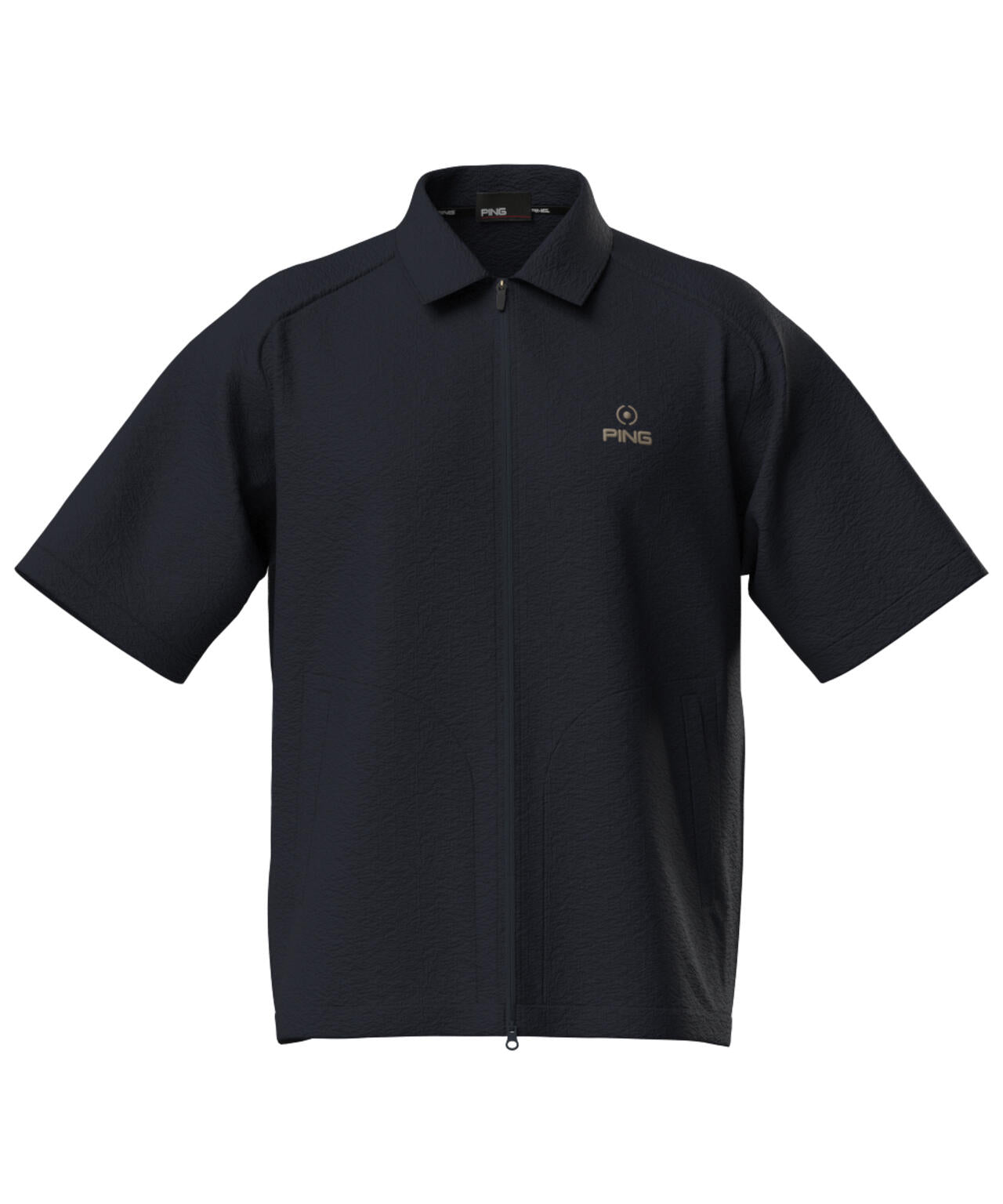 【PING APPAREL】全方向ストレッチサッカー半袖フルジップシャツ <NATIVE> (MENS)