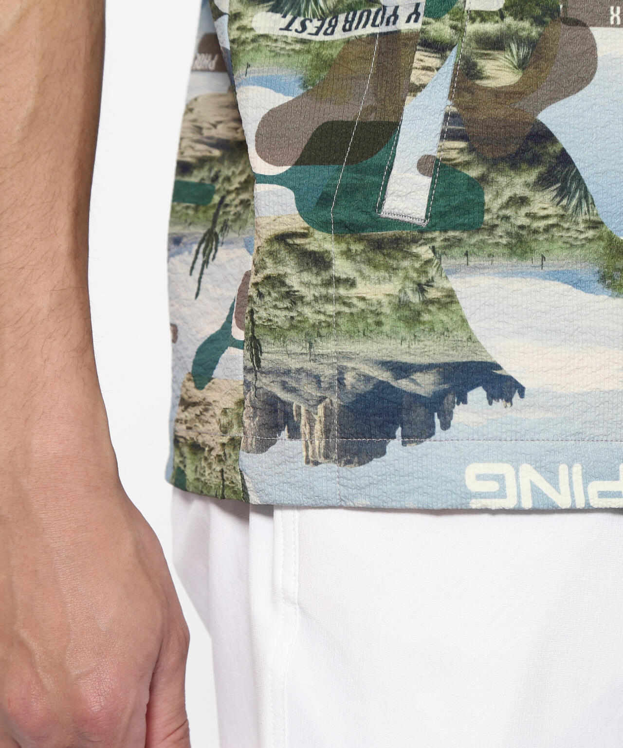 【PING APPAREL】全方向ストレッチサッカー半袖フルジップシャツ <NATIVE> (MENS)