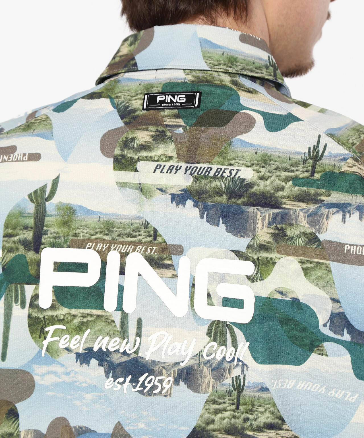 【PING APPAREL】全方向ストレッチサッカー半袖フルジップシャツ <NATIVE> (MENS)