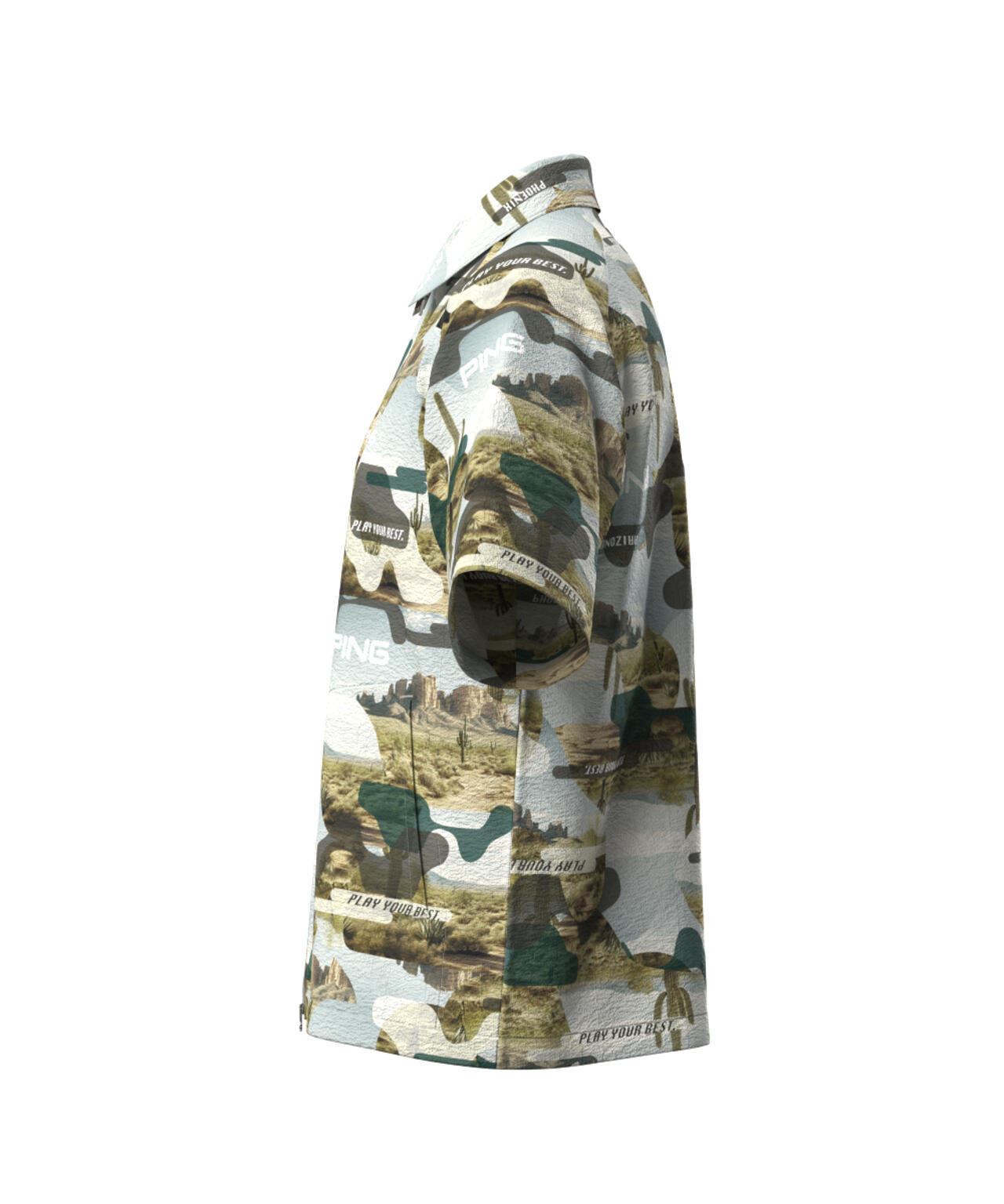 【PING APPAREL】全方向ストレッチサッカー半袖フルジップシャツ <NATIVE> (MENS)