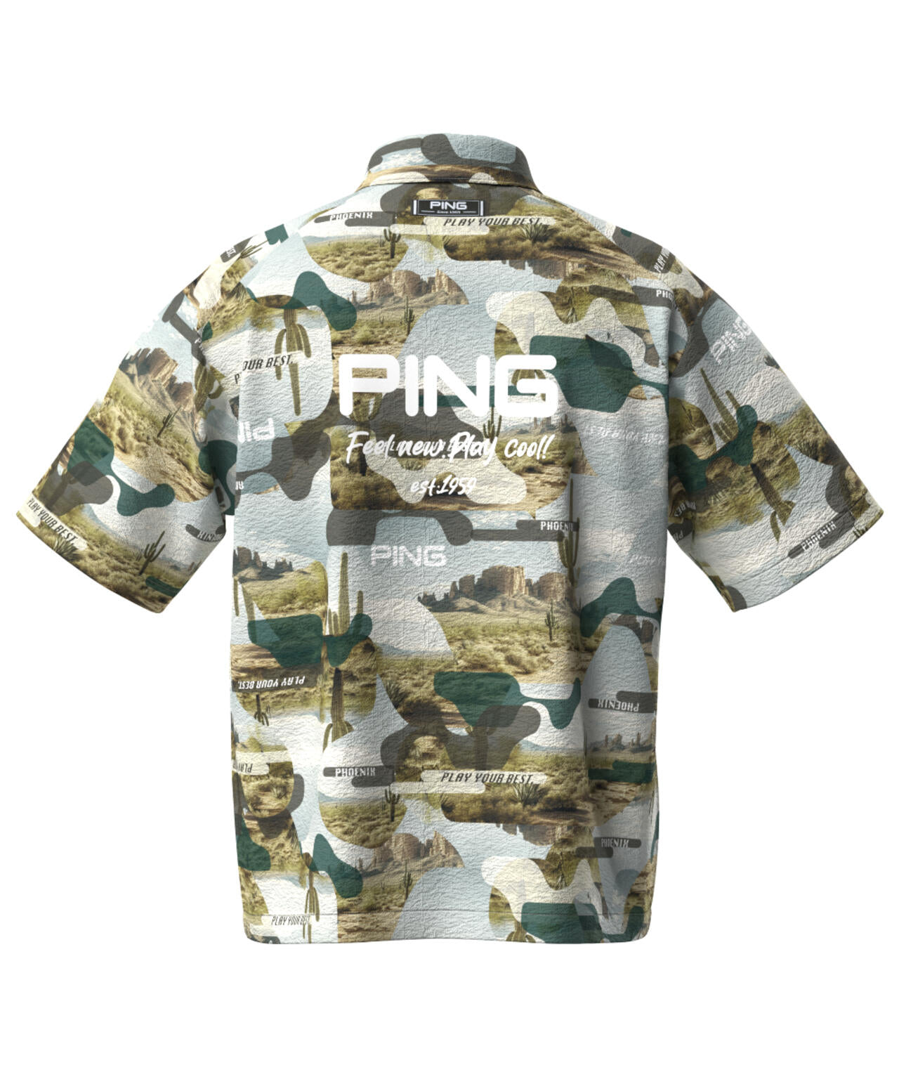 【PING APPAREL】全方向ストレッチサッカー半袖フルジップシャツ <NATIVE> (MENS)