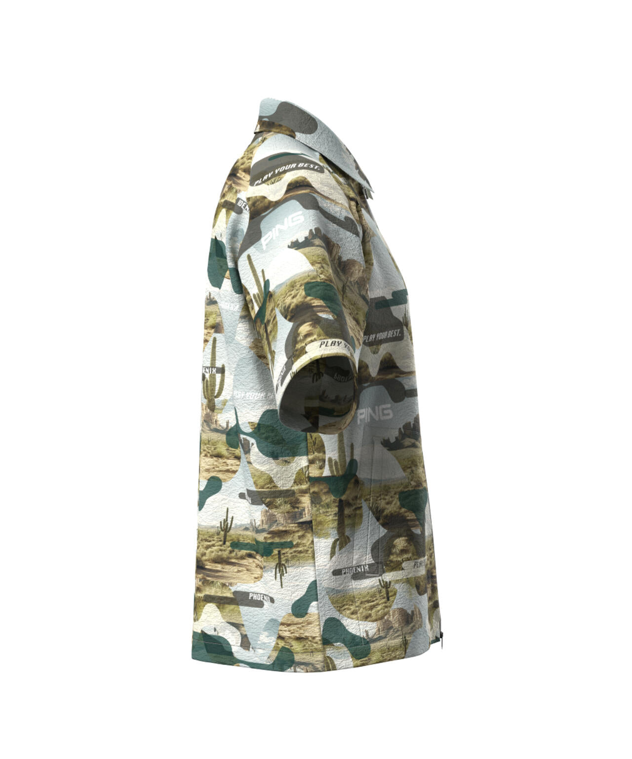 【PING APPAREL】全方向ストレッチサッカー半袖フルジップシャツ <NATIVE> (MENS)