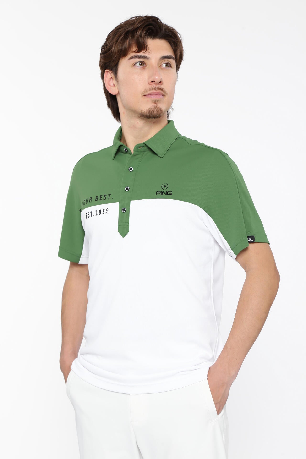 【PING APPAREL】高通気ジャージ半袖ポロシャツ<PERFORMANCE> (MENS)