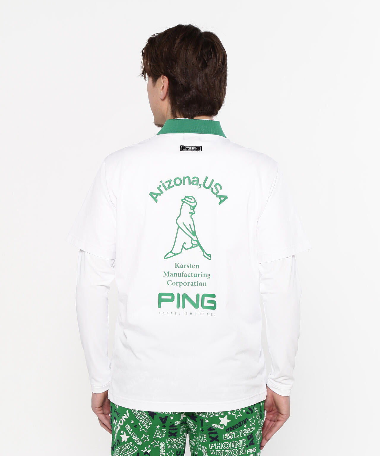 【PING APPAREL】半袖ポロシャツ×天竺長袖ハイネックインナー レイヤードツインセット <NATIVE> (MENS)