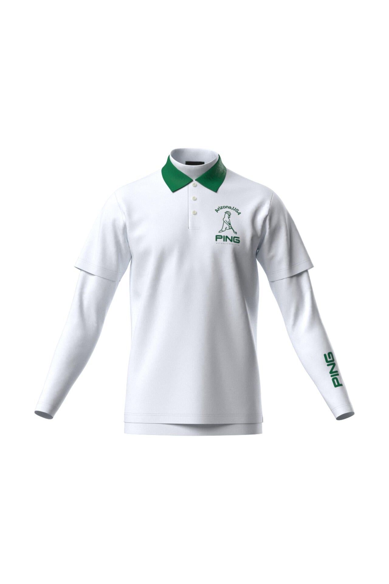 【PING APPAREL】半袖ポロシャツ×天竺長袖ハイネックインナー レイヤードツインセット <NATIVE> (MENS)