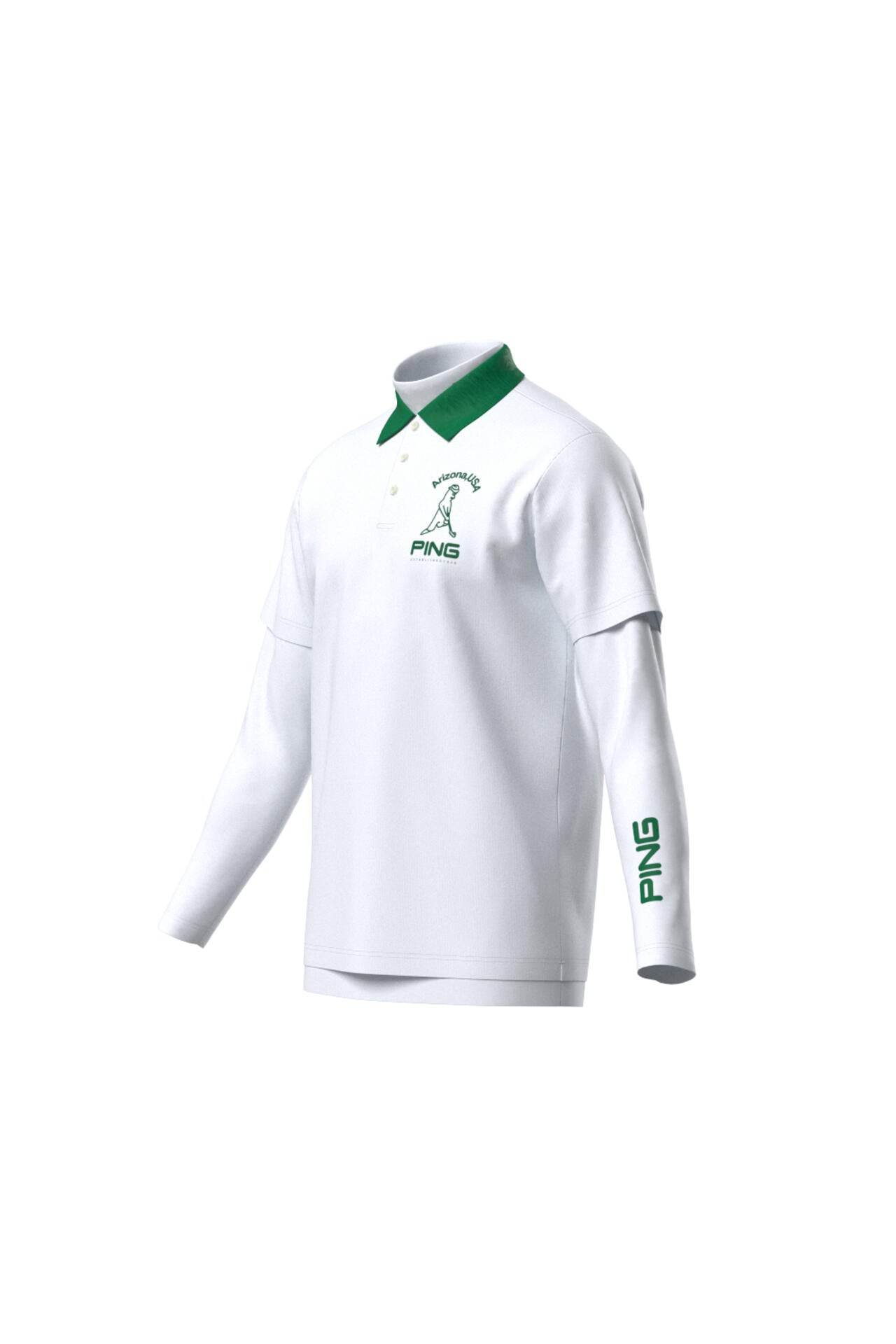 【PING APPAREL】半袖ポロシャツ×天竺長袖ハイネックインナー レイヤードツインセット <NATIVE> (MENS)