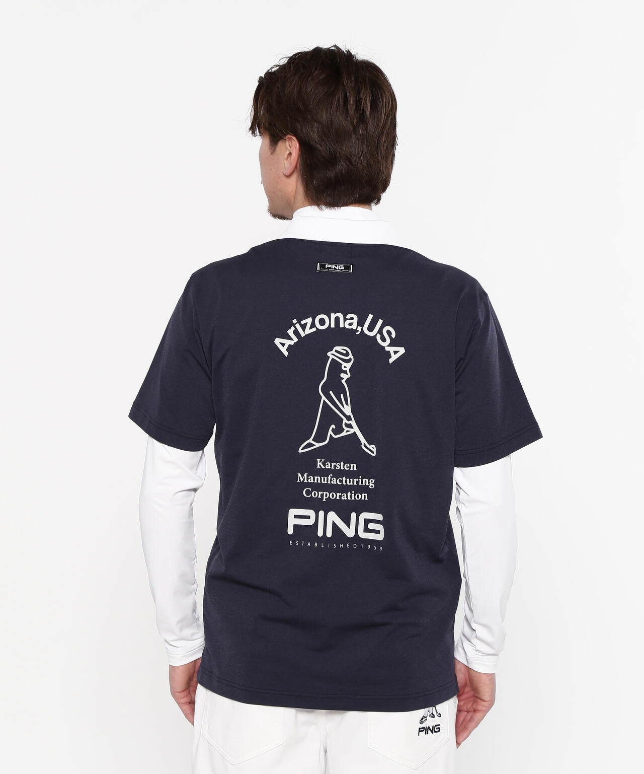 【PING APPAREL】半袖ポロシャツ×天竺長袖ハイネックインナー レイヤードツインセット <NATIVE> (MENS)