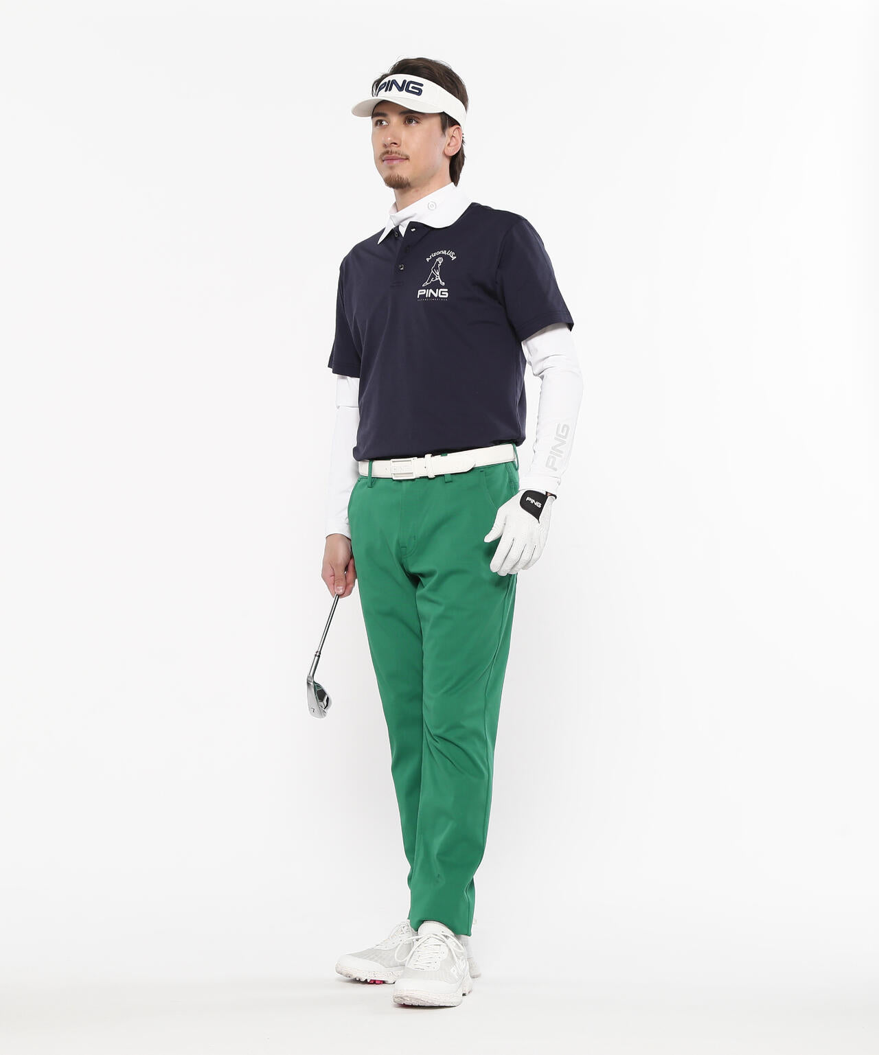 【PING APPAREL】半袖ポロシャツ×天竺長袖ハイネックインナー レイヤードツインセット <NATIVE> (MENS)