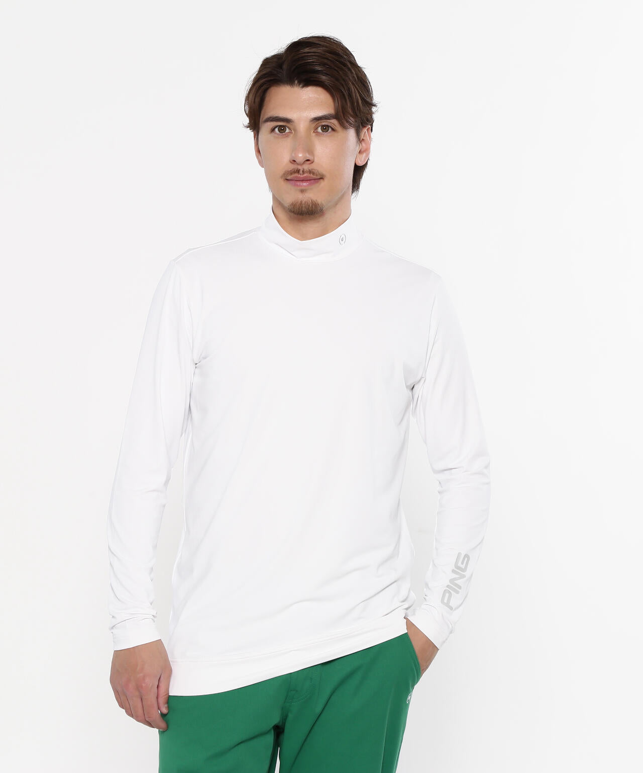 【PING APPAREL】半袖ポロシャツ×天竺長袖ハイネックインナー レイヤードツインセット <NATIVE> (MENS)