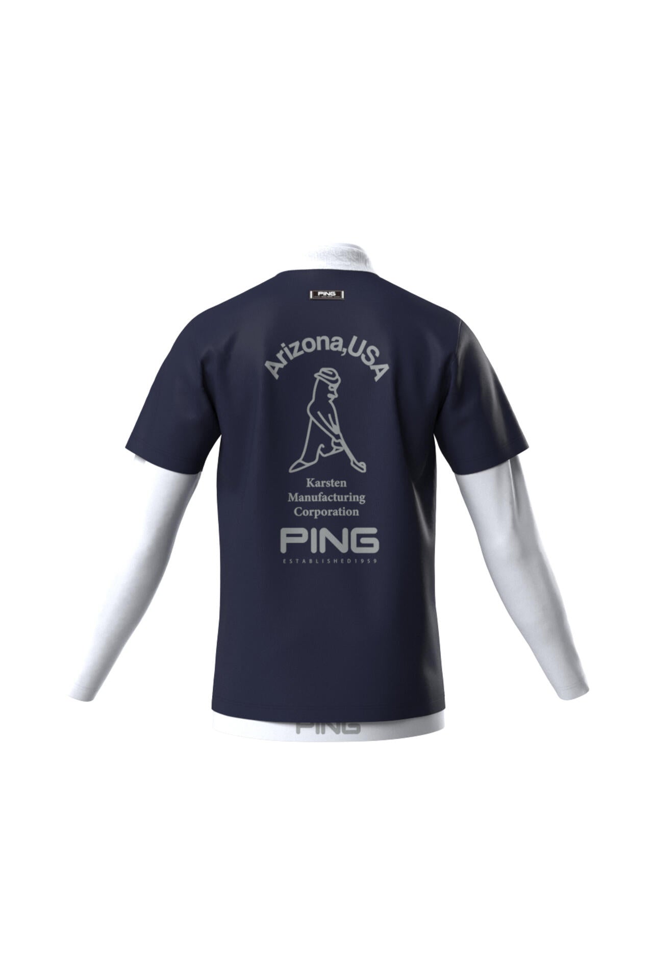 【PING APPAREL】半袖ポロシャツ×天竺長袖ハイネックインナー レイヤードツインセット <NATIVE> (MENS)