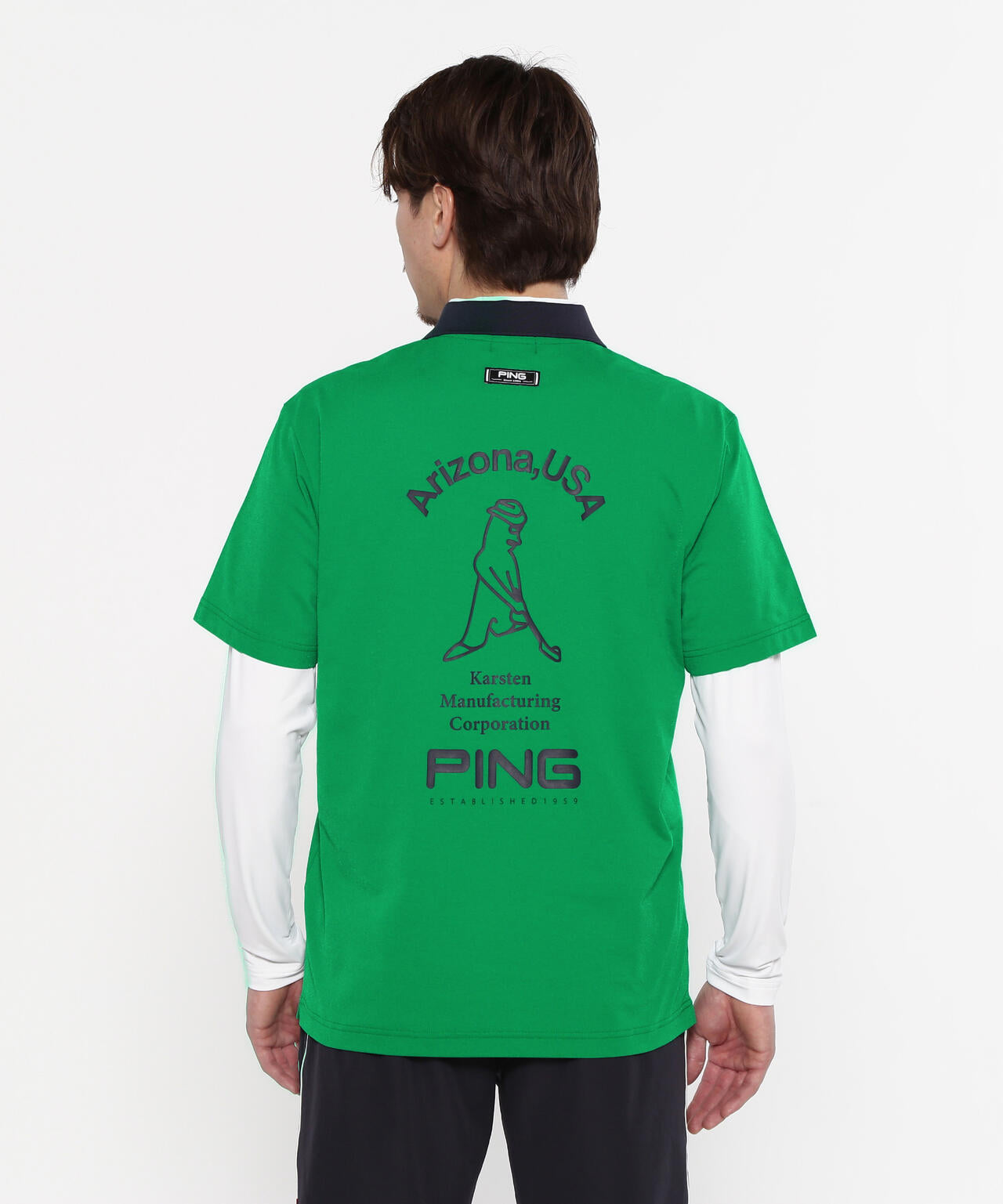 【PING APPAREL】半袖ポロシャツ×天竺長袖ハイネックインナー レイヤードツインセット <NATIVE> (MENS)