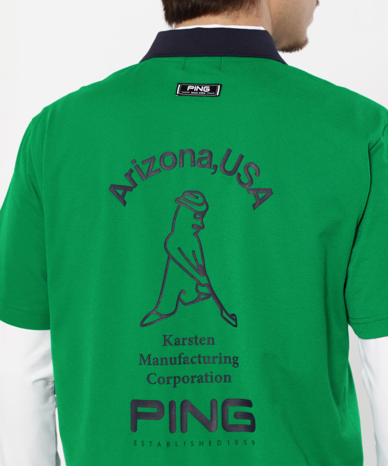 【PING APPAREL】半袖ポロシャツ×天竺長袖ハイネックインナー レイヤードツインセット <NATIVE> (MENS)