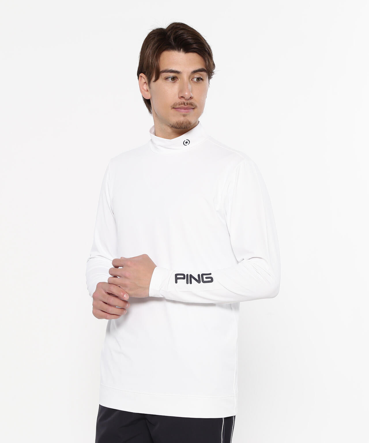 【PING APPAREL】半袖ポロシャツ×天竺長袖ハイネックインナー レイヤードツインセット <NATIVE> (MENS)