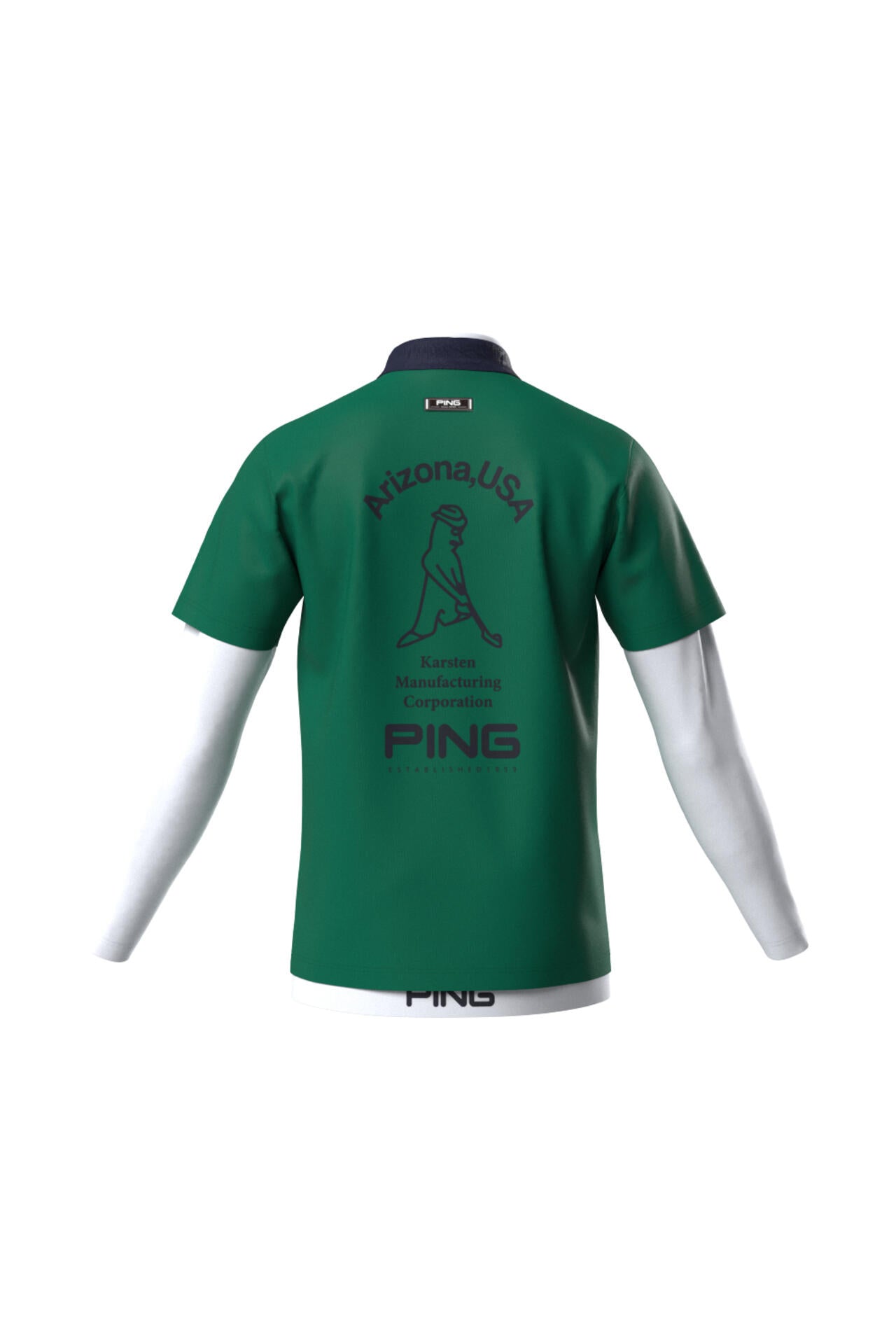 【PING APPAREL】半袖ポロシャツ×天竺長袖ハイネックインナー レイヤードツインセット <NATIVE> (MENS)