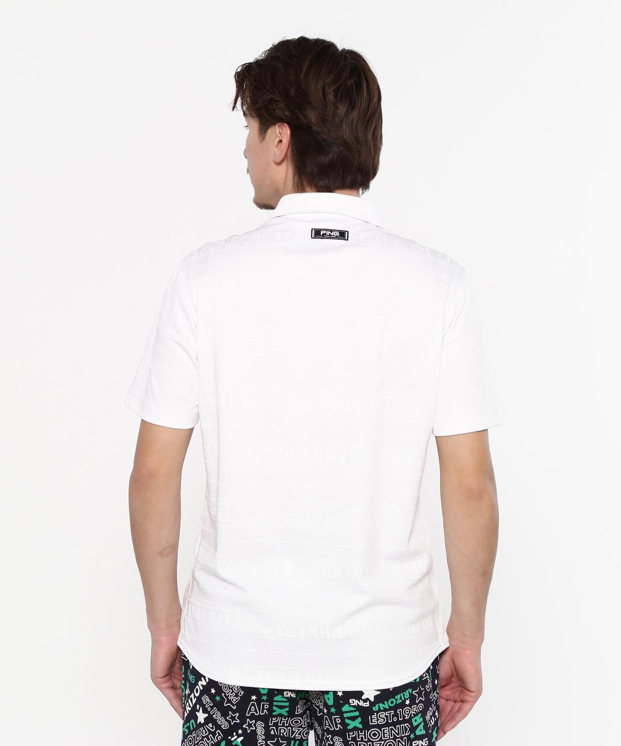【PING APPAREL】チケット柄ジャガード半袖ポロシャツ <NATIVE> (MENS)