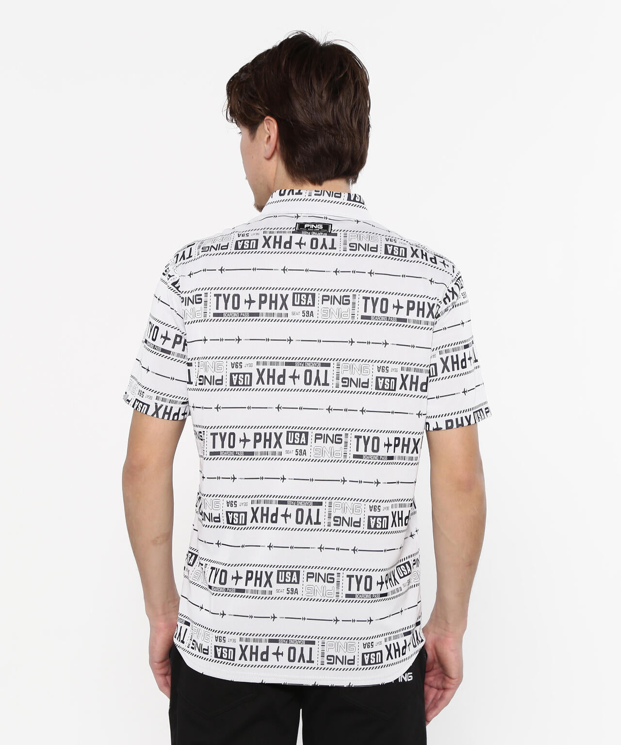 【PING APPAREL】チケット柄ジャガード半袖ポロシャツ <NATIVE> (MENS)