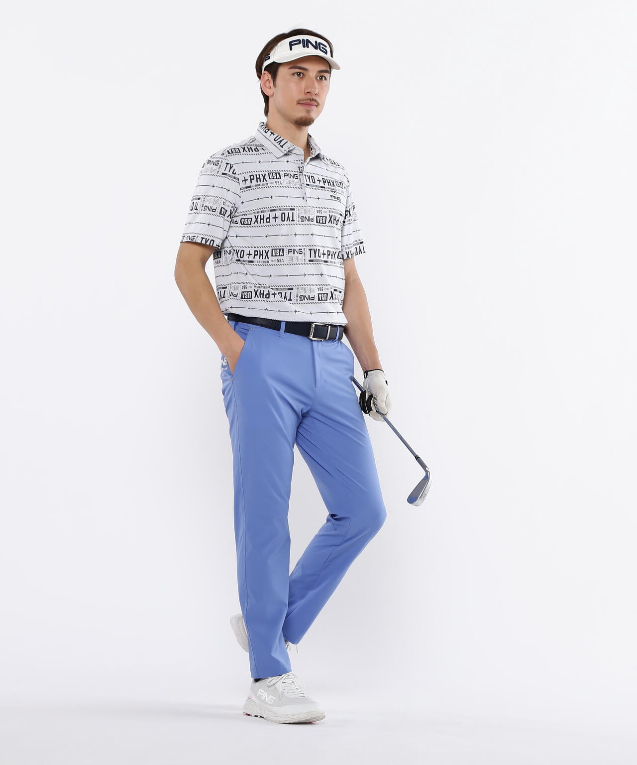 【PING APPAREL】チケット柄ジャガード半袖ポロシャツ <NATIVE> (MENS)