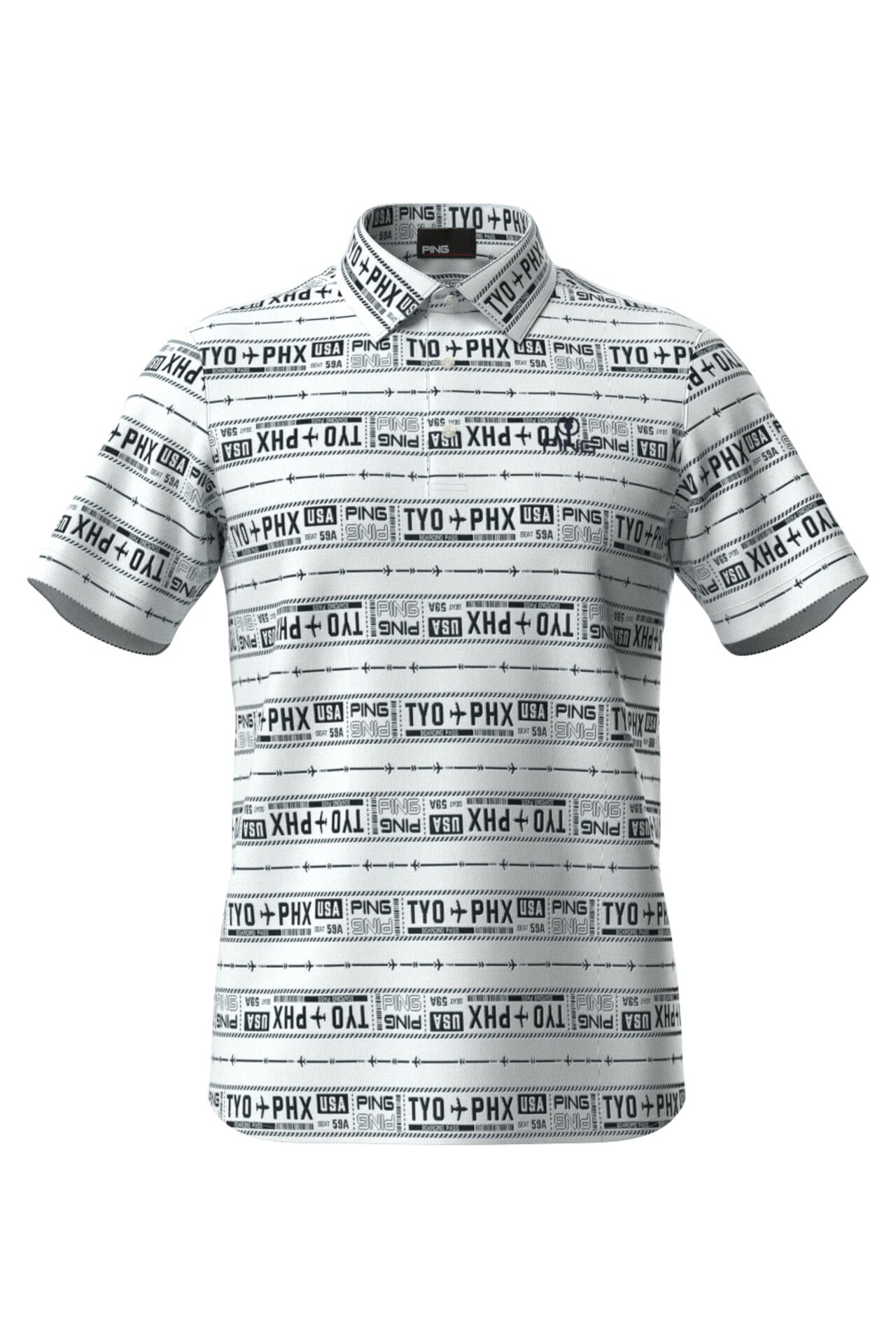 【PING APPAREL】チケット柄ジャガード半袖ポロシャツ <NATIVE> (MENS)