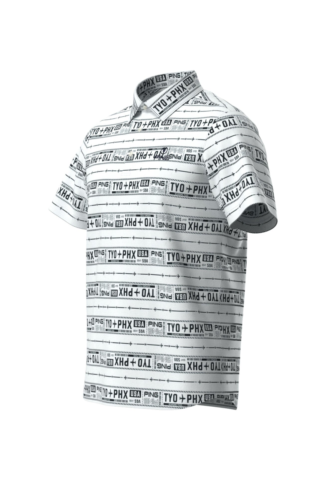 【PING APPAREL】チケット柄ジャガード半袖ポロシャツ <NATIVE> (MENS)