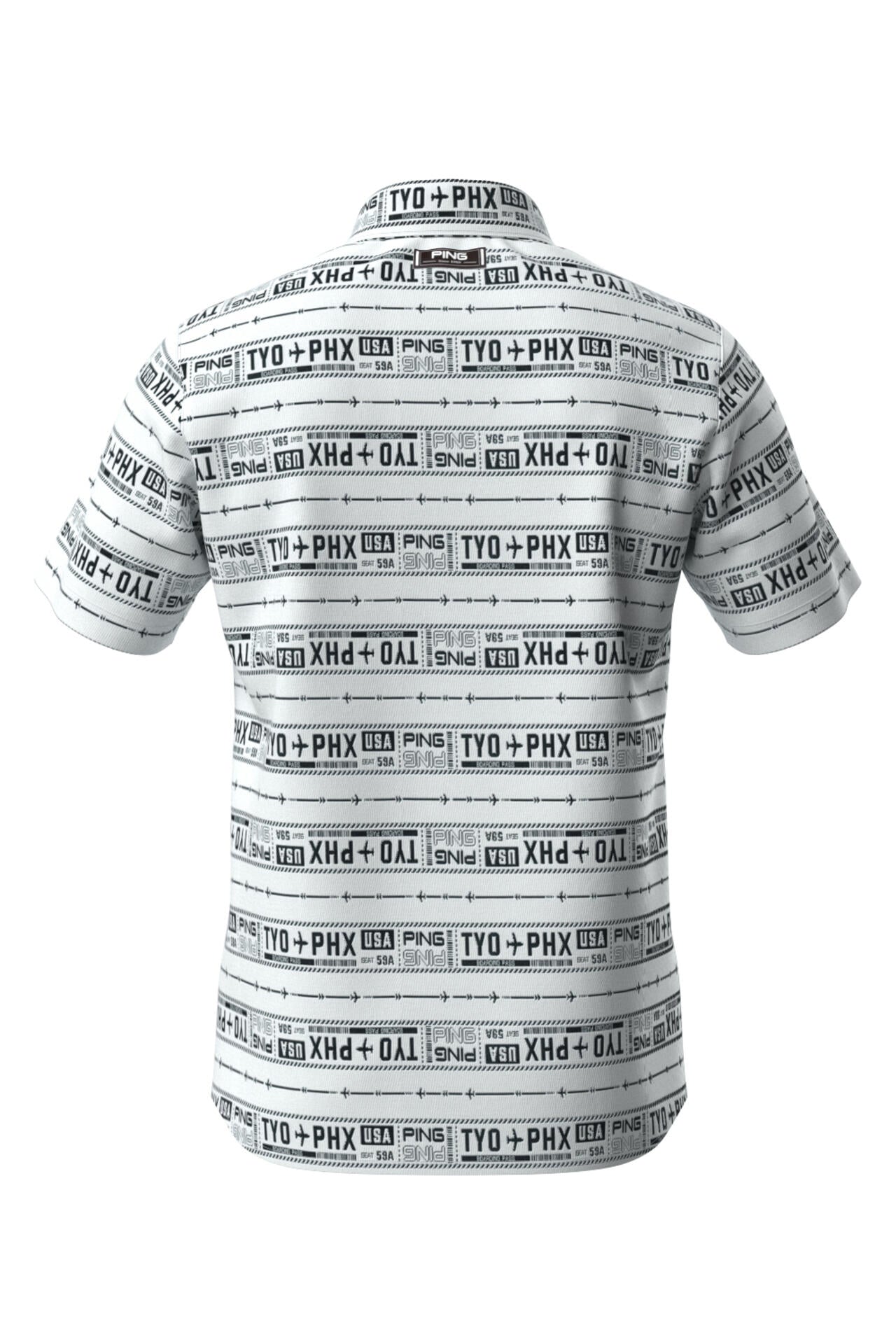 【PING APPAREL】チケット柄ジャガード半袖ポロシャツ <NATIVE> (MENS)