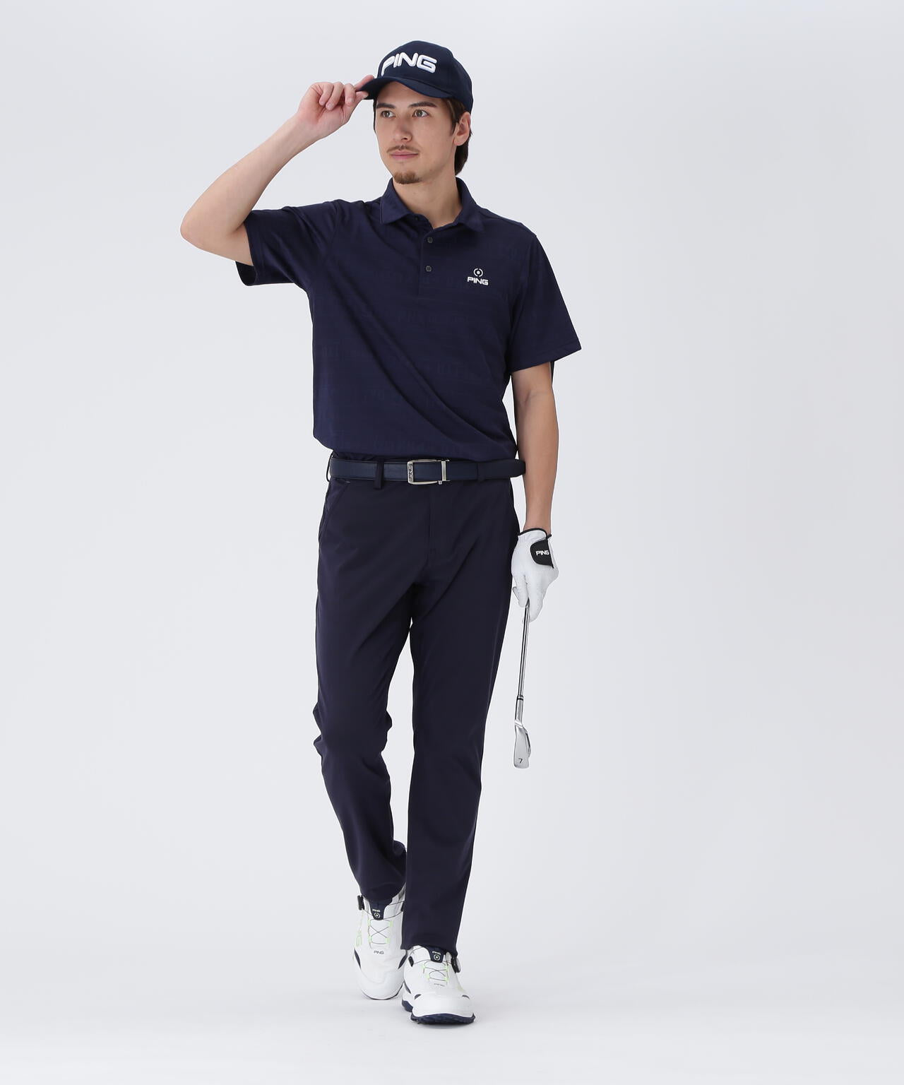 【PING APPAREL】チケット柄ジャガード半袖ポロシャツ <NATIVE> (MENS)