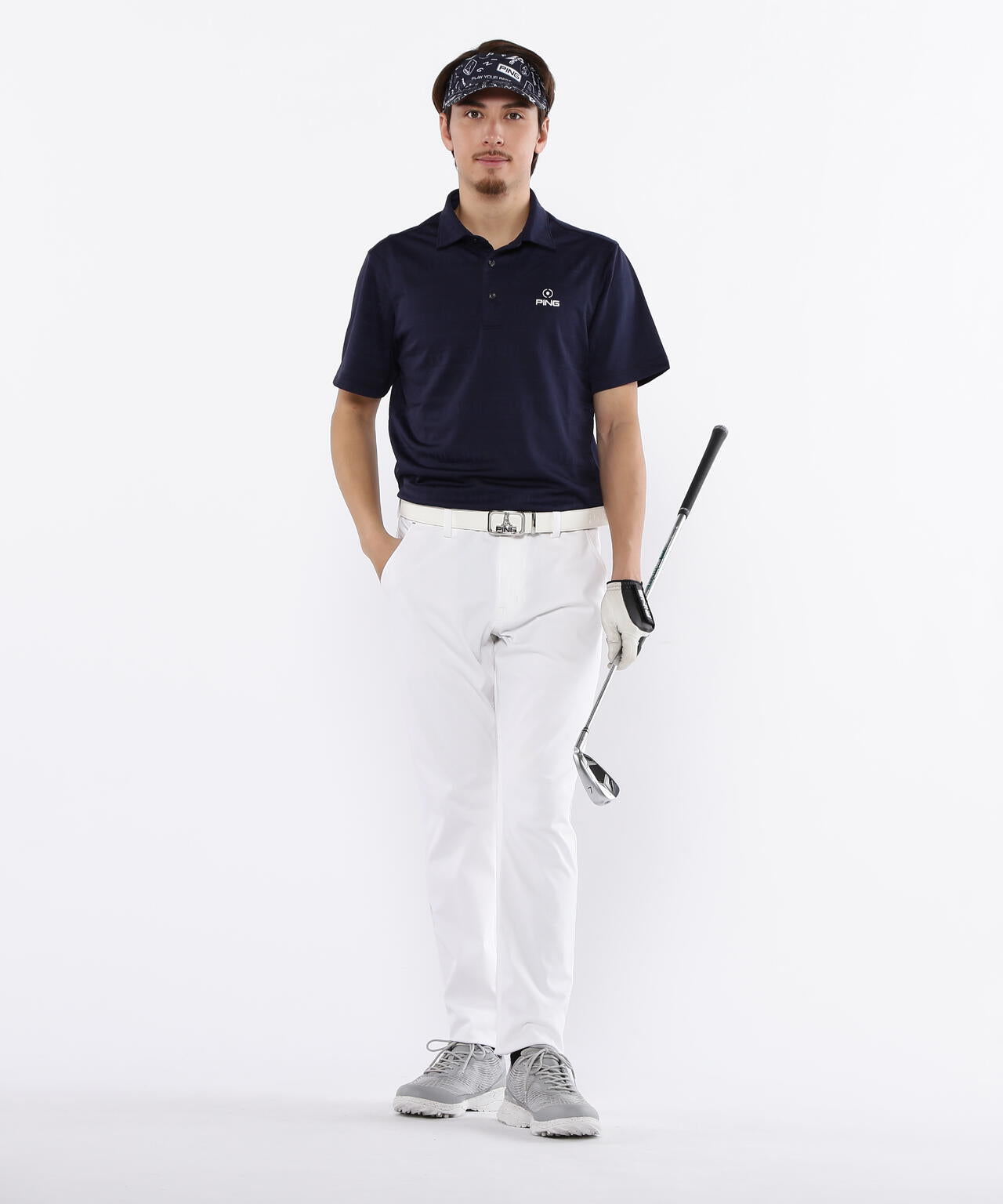 【PING APPAREL】チケット柄ジャガード半袖ポロシャツ <NATIVE> (MENS)