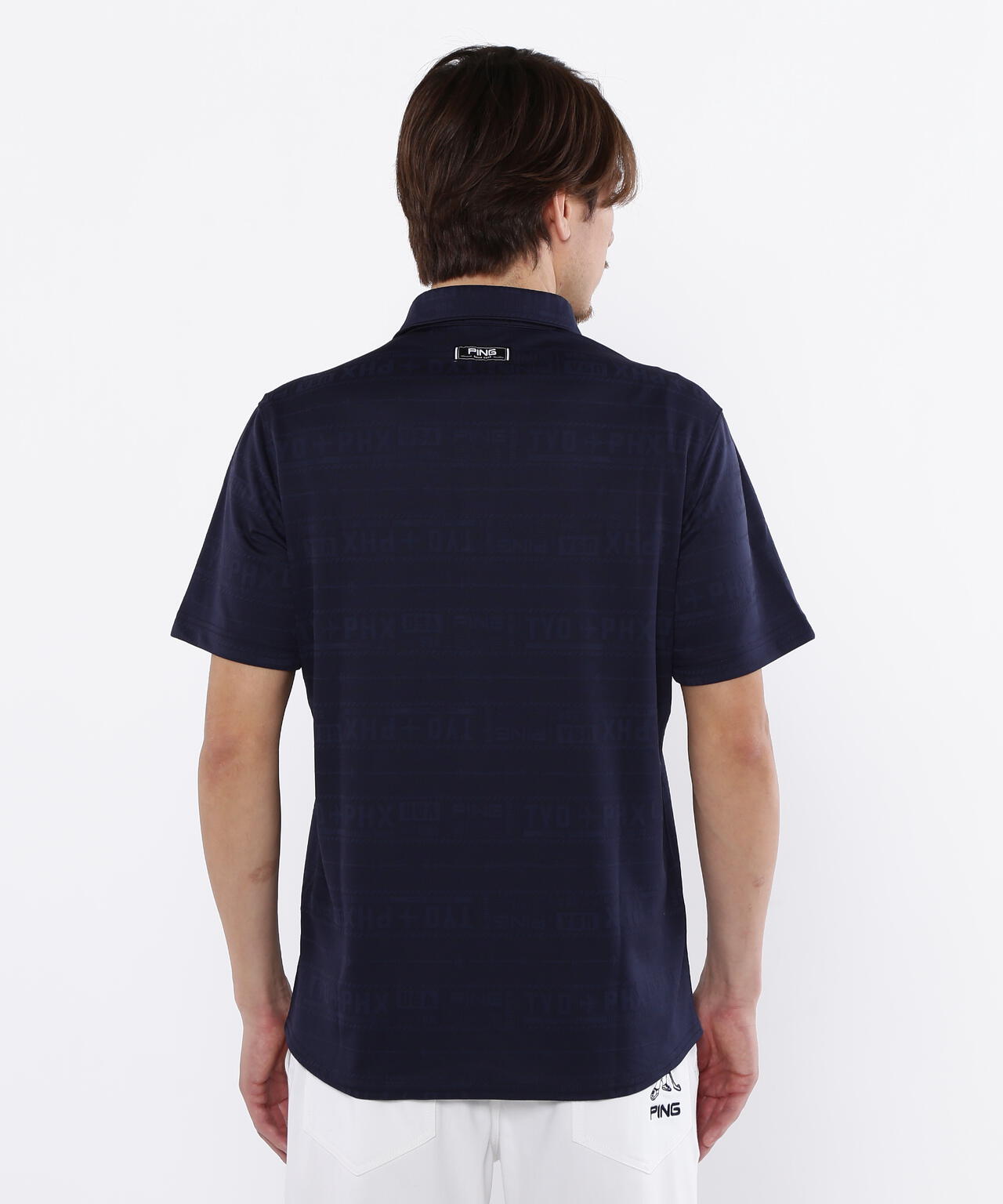 【PING APPAREL】チケット柄ジャガード半袖ポロシャツ <NATIVE> (MENS)